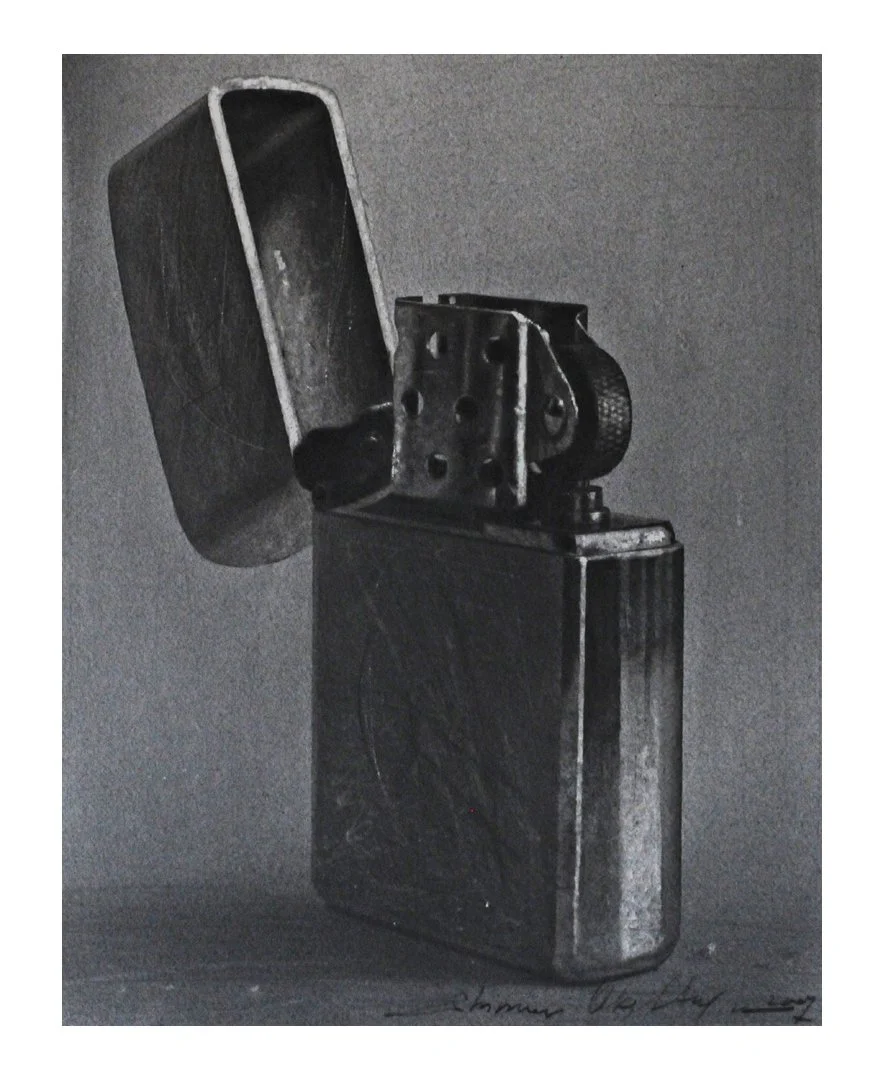 ZIPPO GAS LIGHTER, 2007 
Graphite & pencil on paper, 14″x 11″
