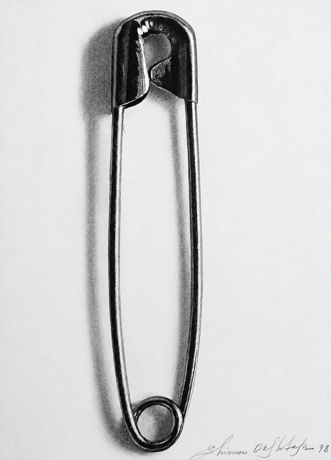 SAFETY PIN, 1998  Graphite, pencil on canvas 26 x 24 in. (66 x 61 cm)