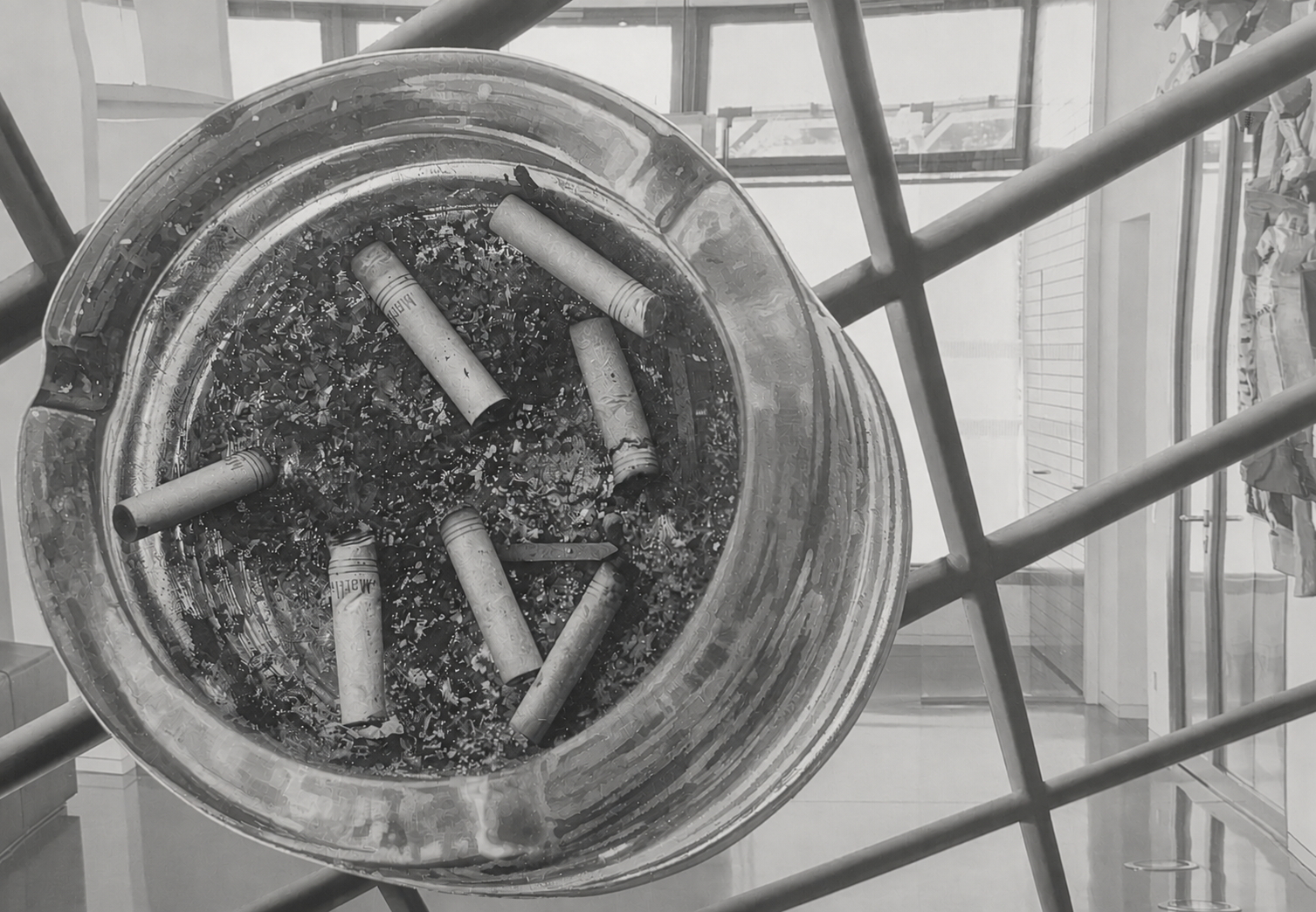 ASHTRAY, 2008 
Oil on canvas mounted on plastic mirror  60 x 80 in. (152.4 x 203.2 cm)