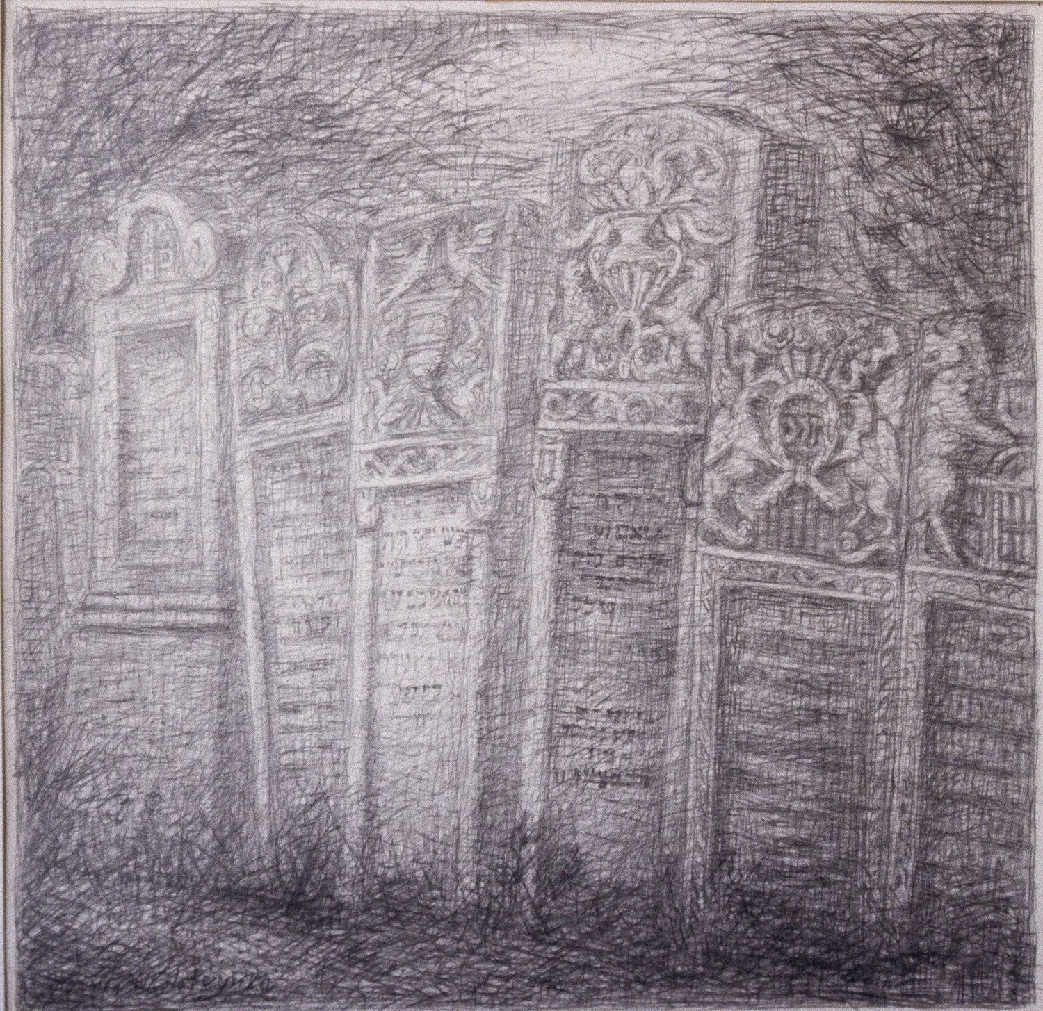 DON'T FORGET THERE ARE RELATIVES  MEMORY #3, 1980 
Pencil on paper, 27 “x 23” Provenance: Black & White Gallery / Project Space, Volta NYC, 2024 Forum Gallery, NY, 1994 National Jewish Museum, Washington, DC, 1992 