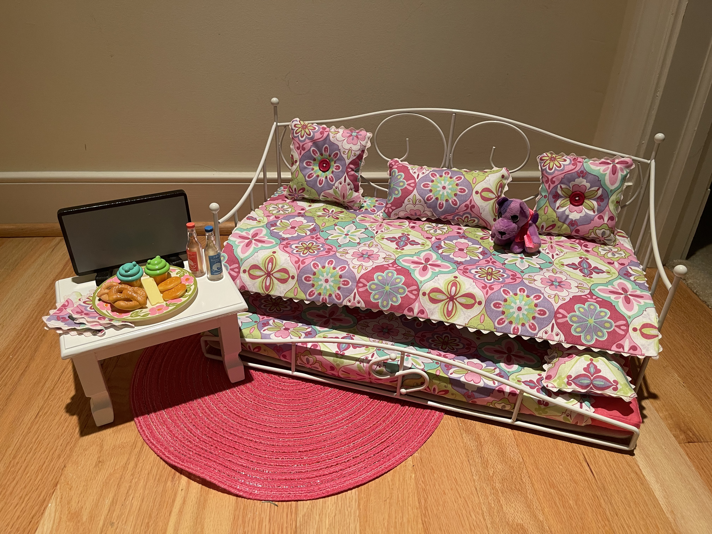 This daybed with pull-out trundle would be perfect to have a friend over for a movie and sleepover. Snacks and drinks included. $78