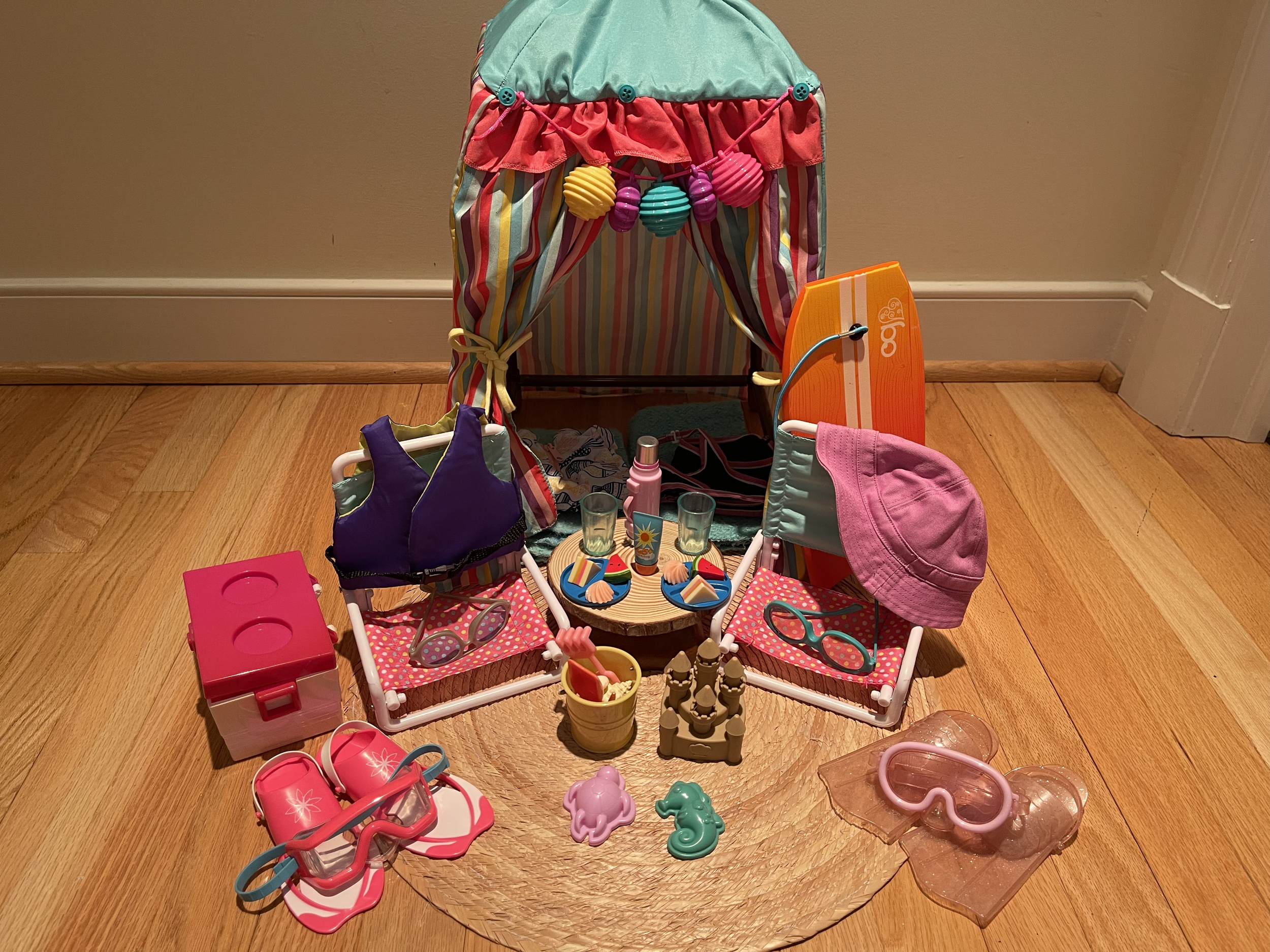 Beach cabana complete with chairs, towels, lunch, snorkeling accessories, cooler, paddle board, and more! $98