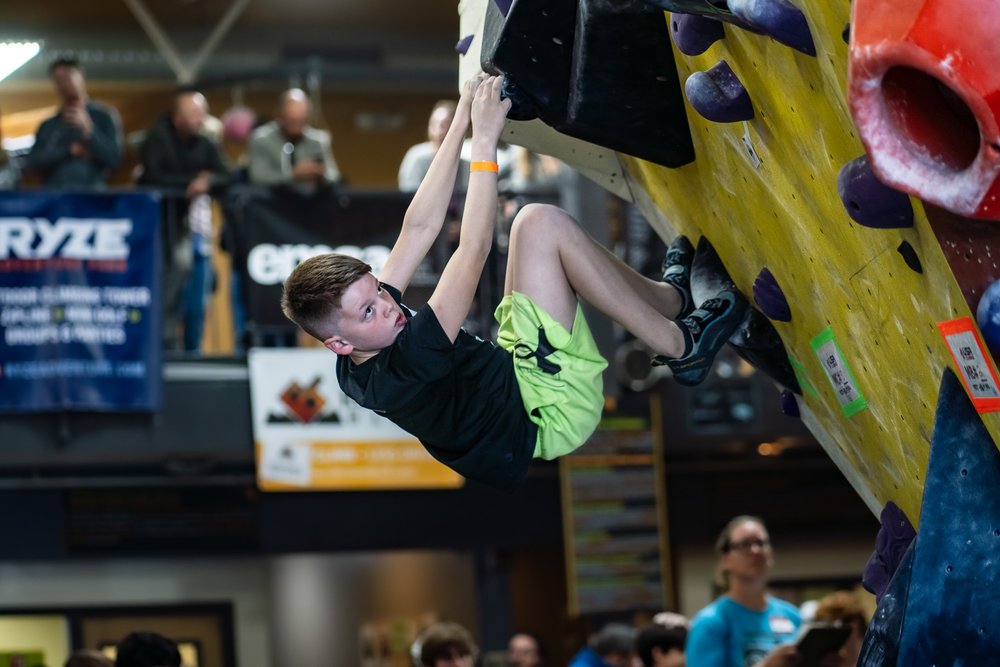  Youth USA Climbing Gateway Boulder Bash 2023 at Upper Limits Chesterfield climbing gym. 