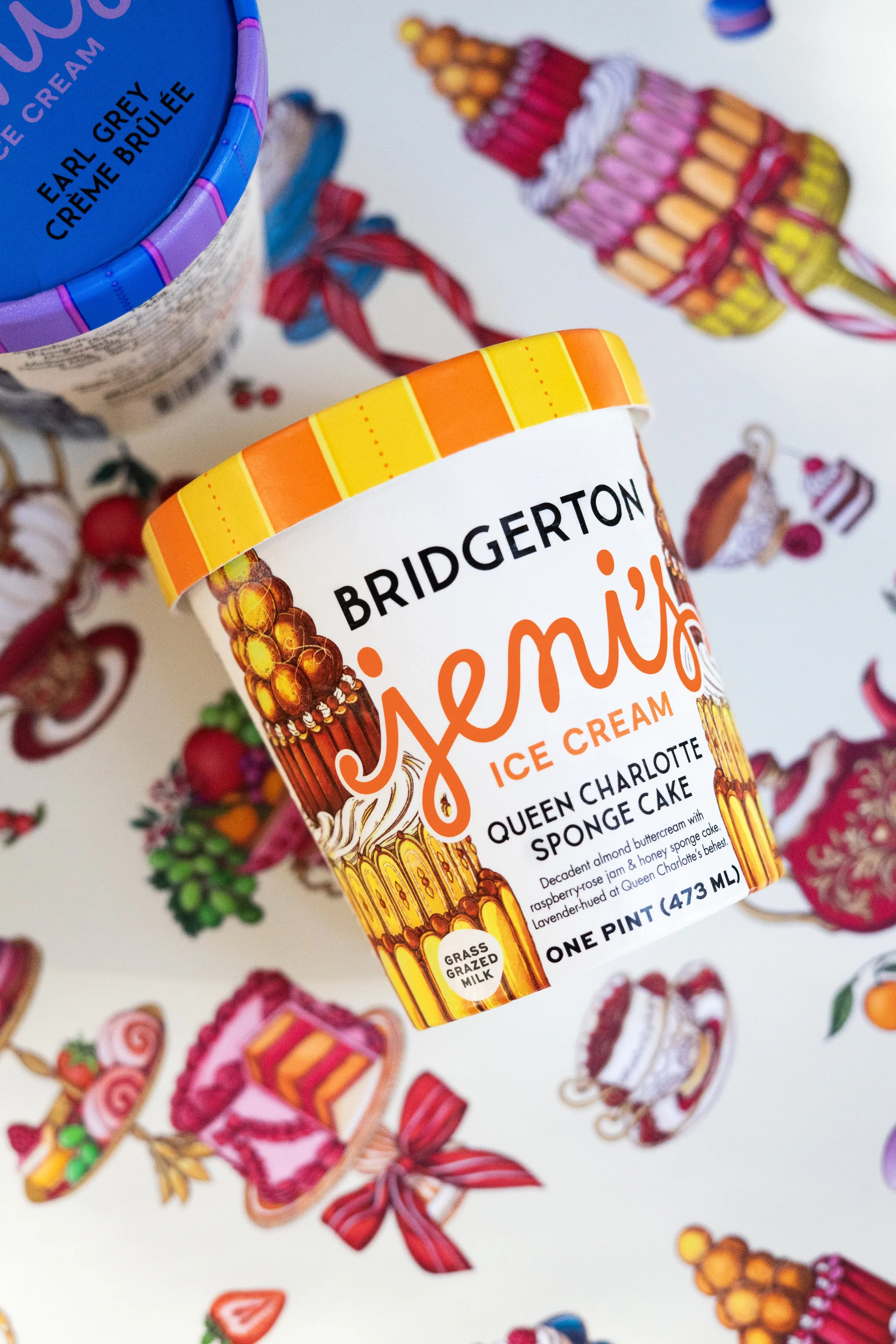 Limited-edition Jeni’s Ice Cream Bridgerton packaging illustrated by Maggie Enterrios