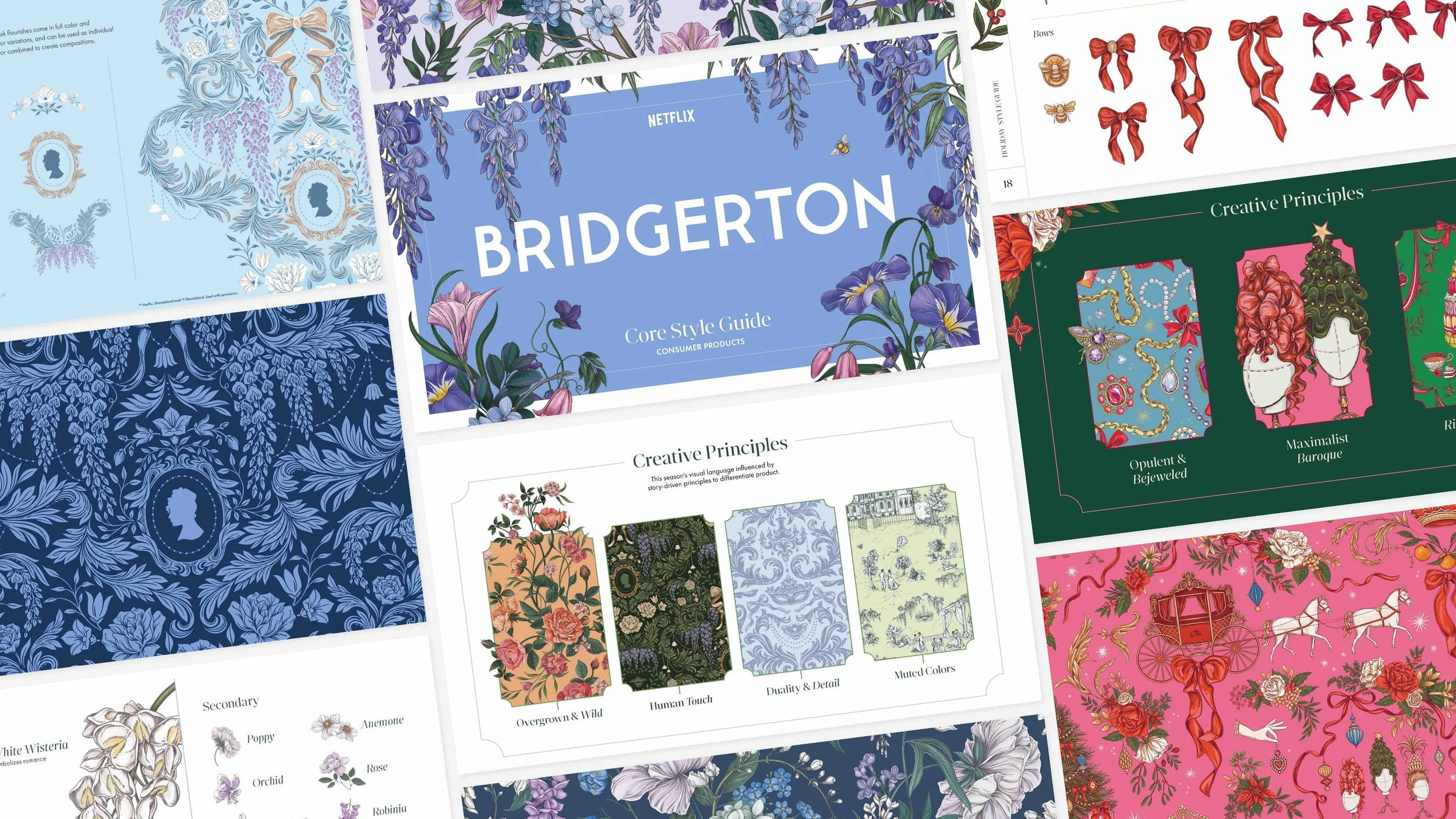 image overview of bridgerton brand world illustrated by Maggie Enterrios