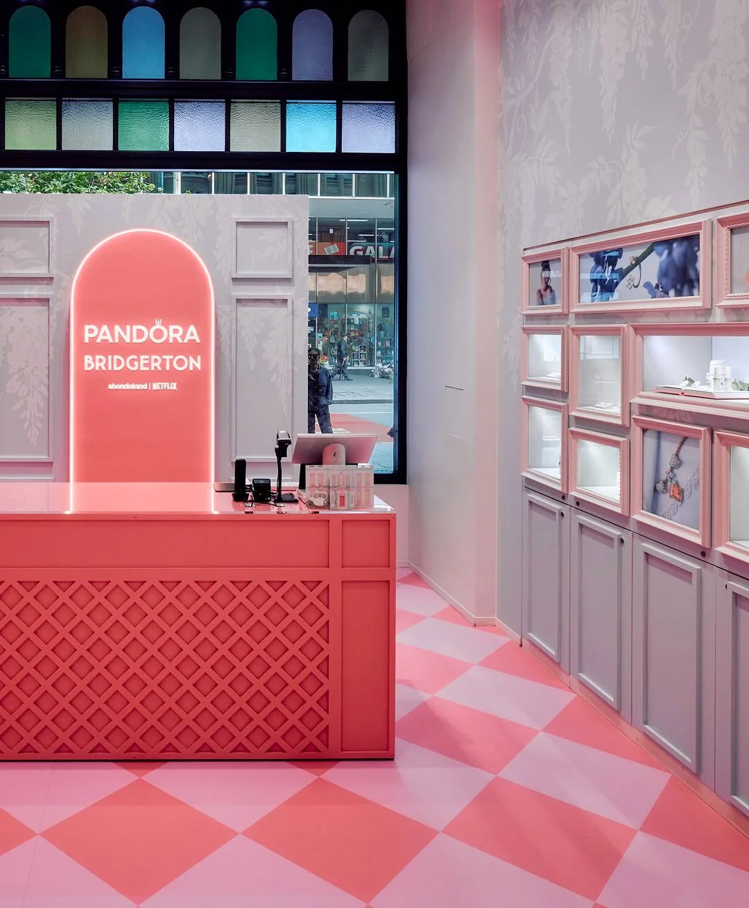 interior image of pandora bridgerton collaboration pop up with botanical illustrations by Maggie Enterrios
