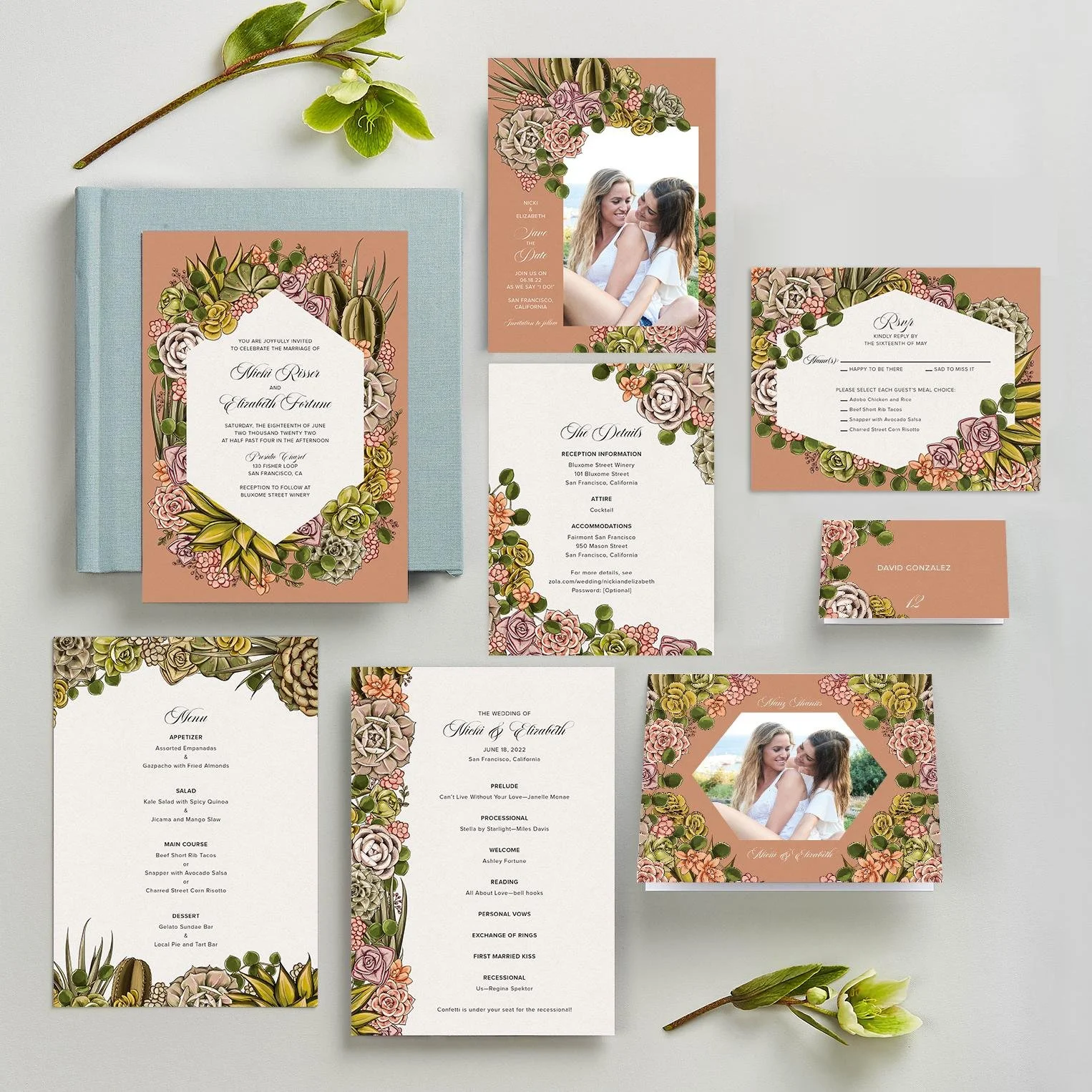 Patencio Desert Collection of Zola wedding invitations by professional illustrator Maggie Enterrios