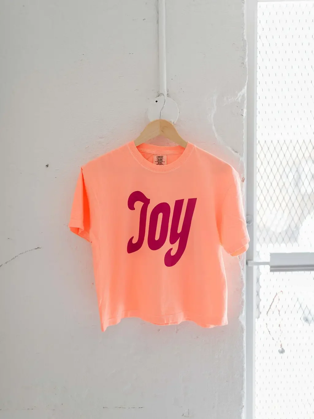 Joy | Neon Cantelope Comfort Colors Boxy Cropped Tee