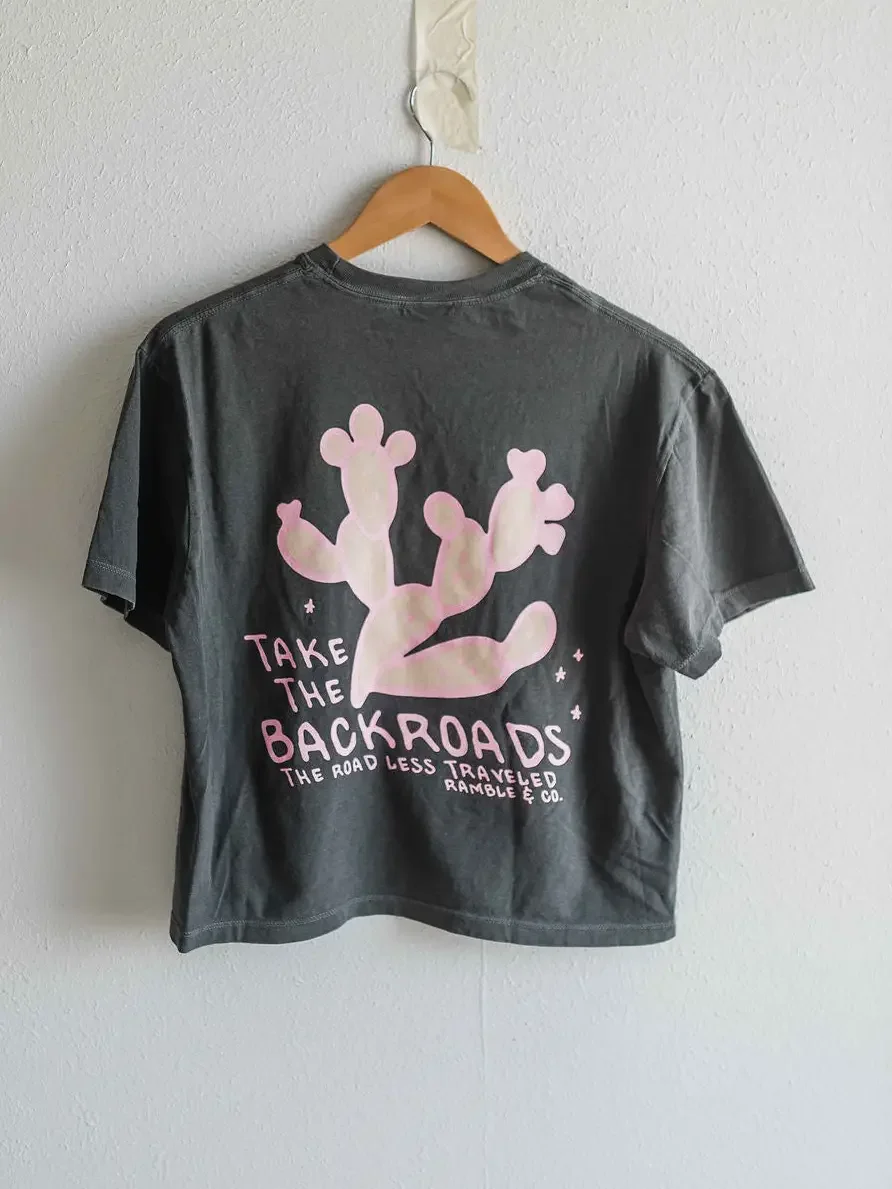 Take the Backroads | Pepper Boxy Cropped Tee