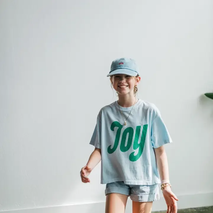 Joy | Chambray Comfort Colors Boxy Cropped Tee