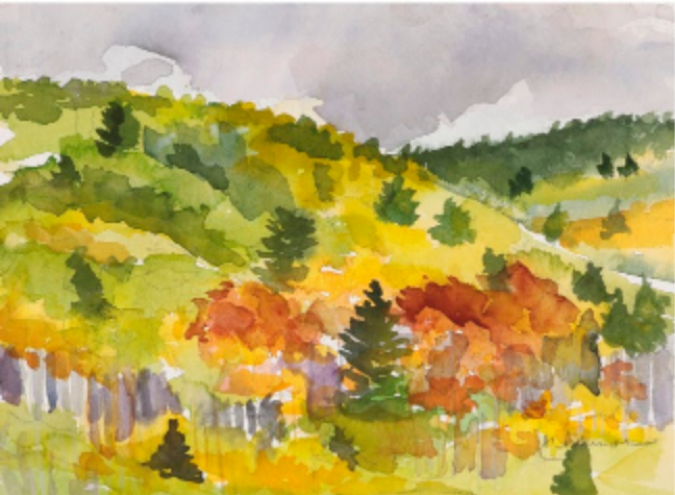 Fall in Hyde Park - Watercolor 13.5"x12"