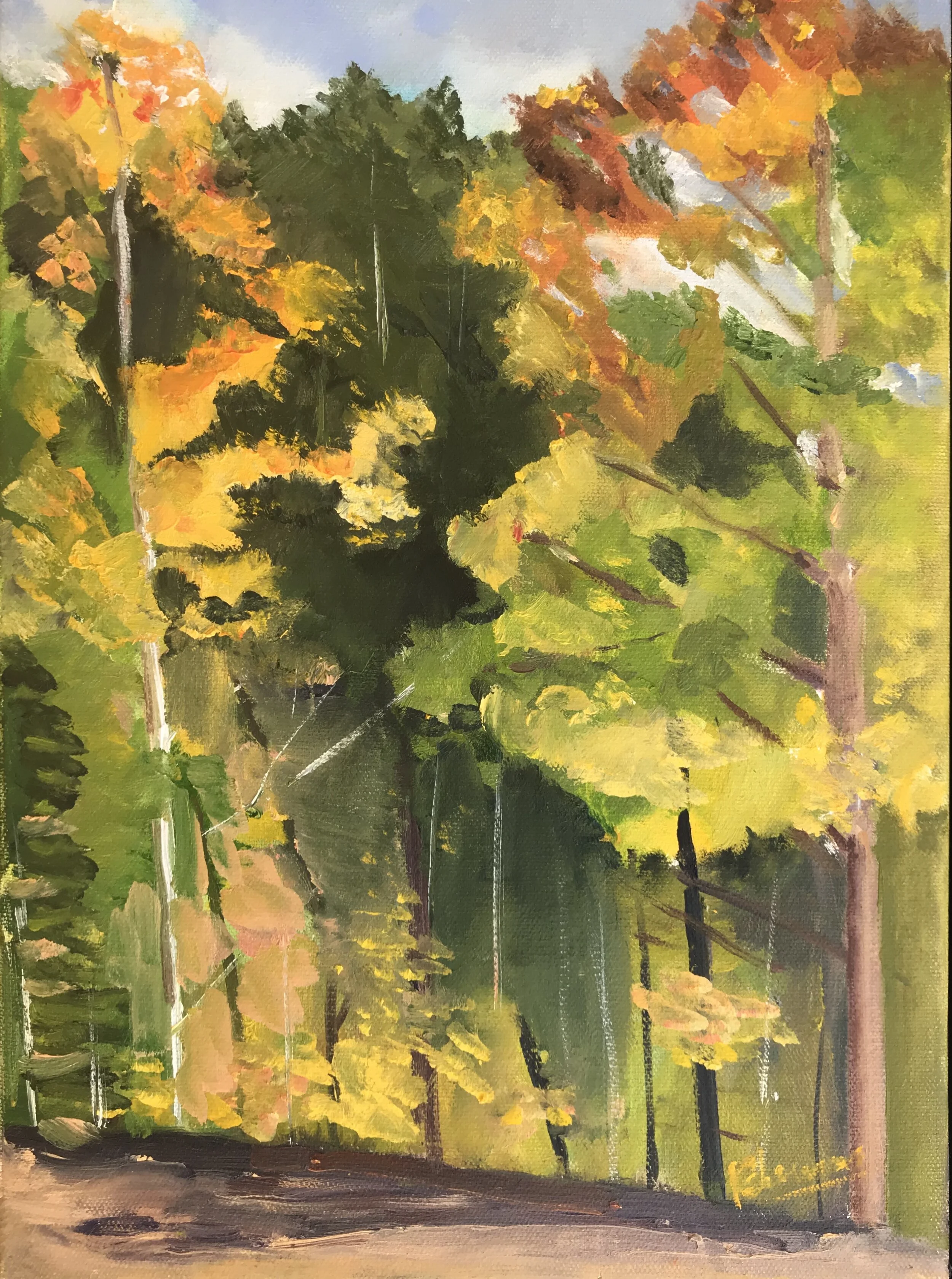 Fall in Hyde Park- Oil on canvas 17"x13"