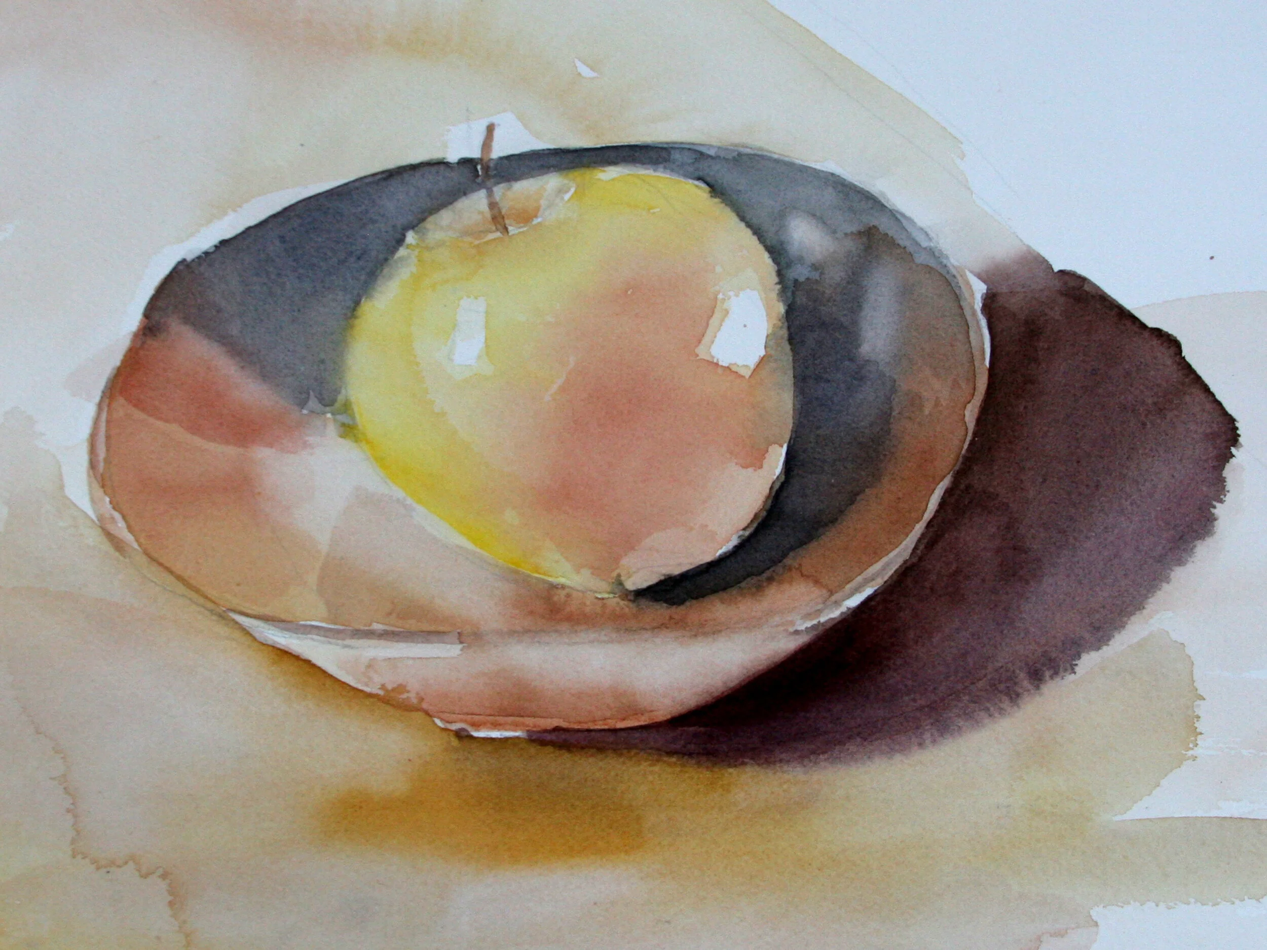 Yellow Apple - Watercolor 8"x6"
