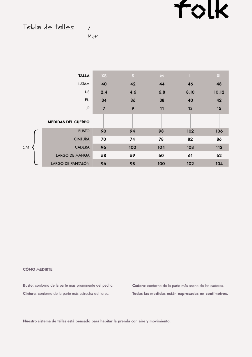 Tabla de tallas