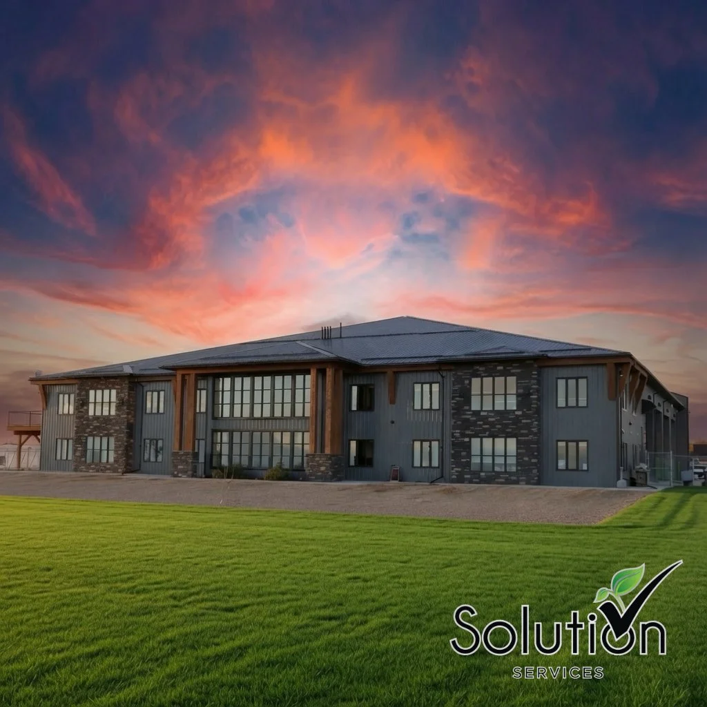 Creative control from start to finish, with a client who shares your passion for quality and creativity. Charcoal steel, stone, and timber against a Peace Country sunset &mdash; @solutionservices_inc , we salute you. 🤝 Explore more of our projects a