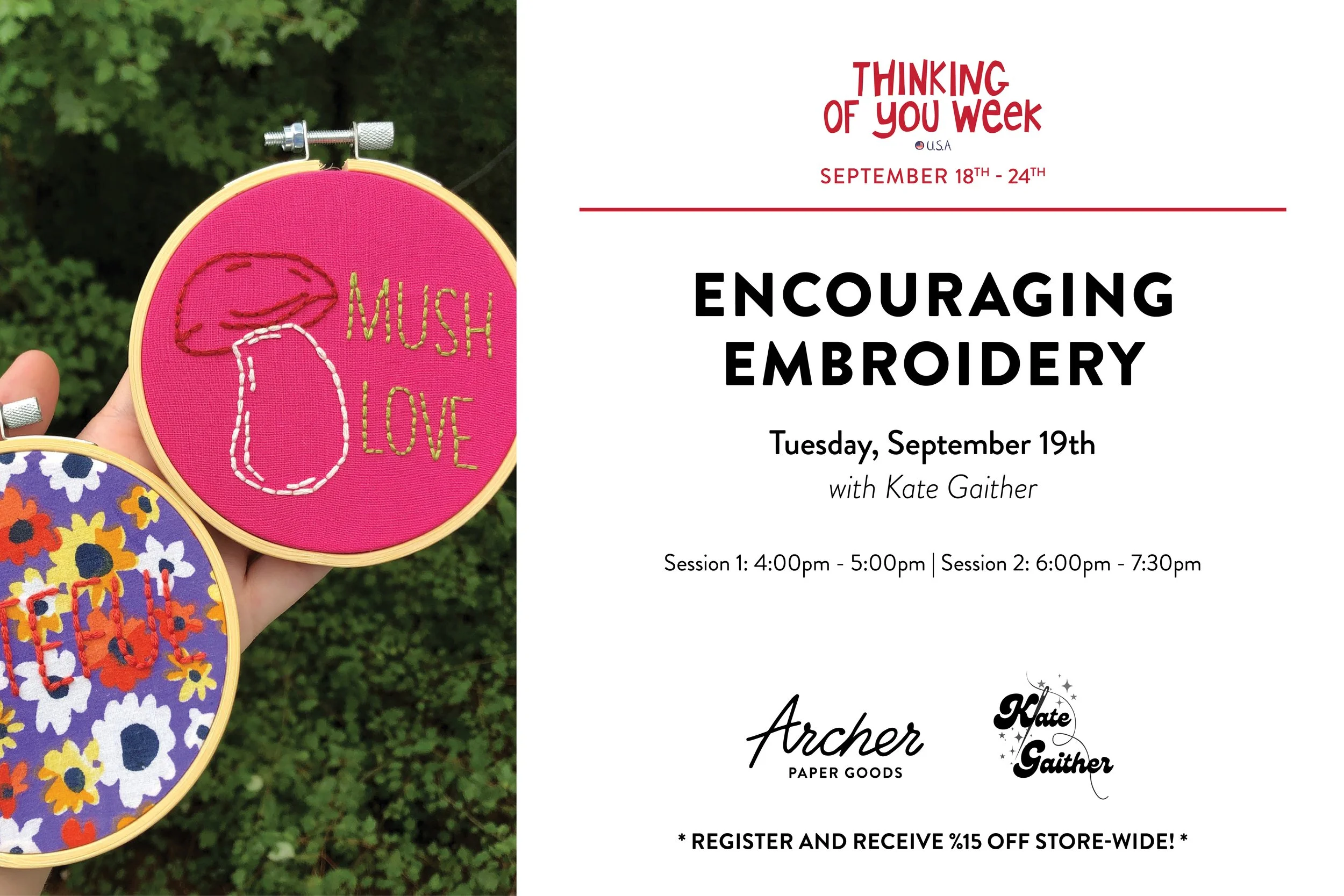 Encouraging Embroidery Workshop with Kate Gaither