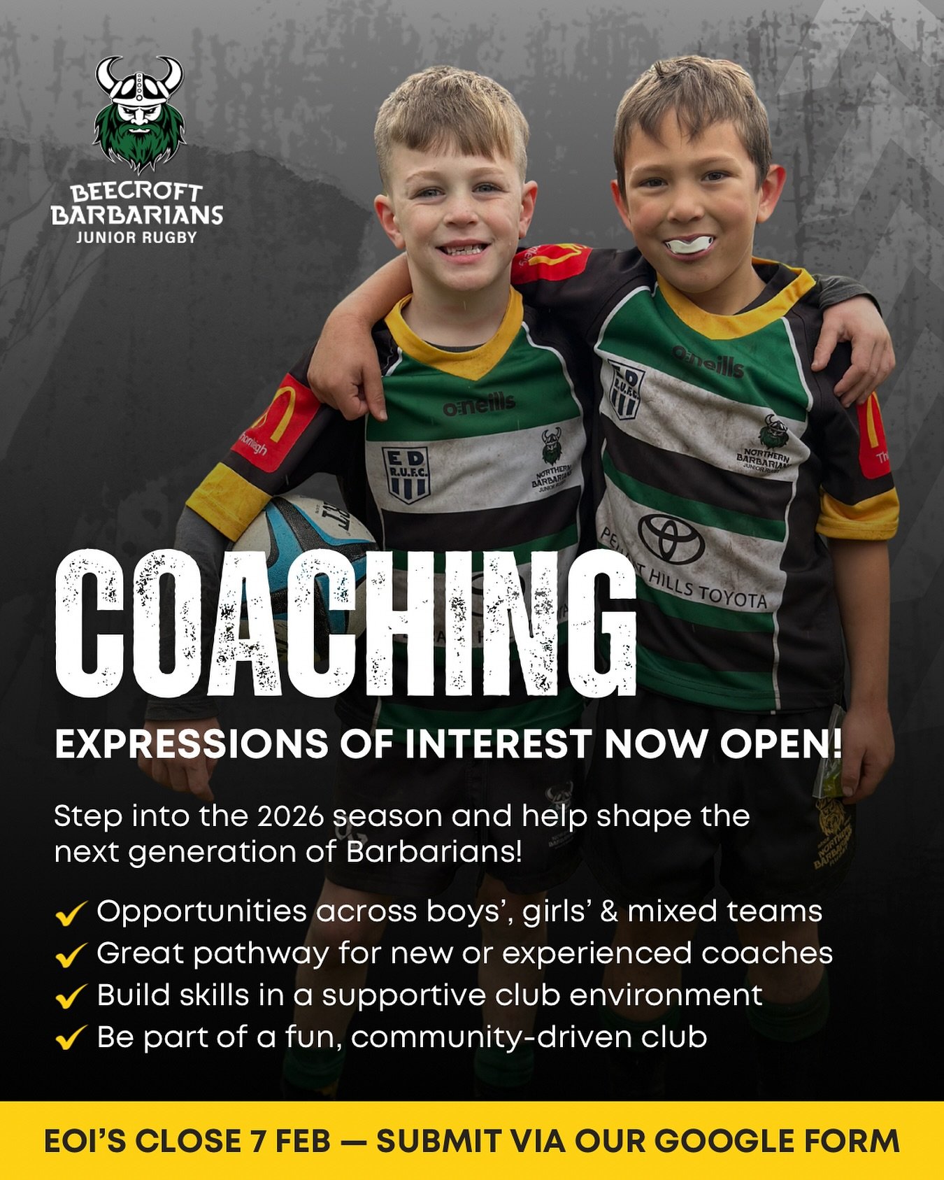 Want to coach rugby in 2026?
We are looking for fun and engaging coaches!

Beecroft Barbarians Junior Rugby Club &ndash; Coach Expression of Interest

We&rsquo;re a small village rugby club based at Pennant Hills Oval, looking for enthusiastic, commu