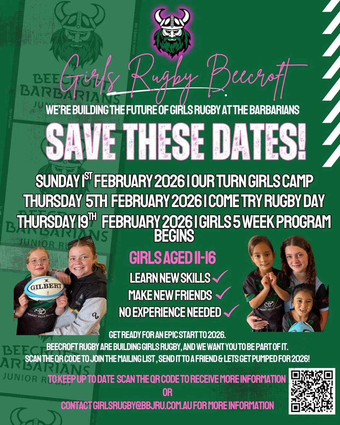 Girls Rugby is coming to Beecroft in 2026 💚

Looking for a fun, welcoming sport for your daughter?
Girls Rugby Beecroft is launching camps, come &amp; try sessions and a 5-week program to kick off 2026.

👧 Girls aged 11&ndash;16
🏉 No experience ne