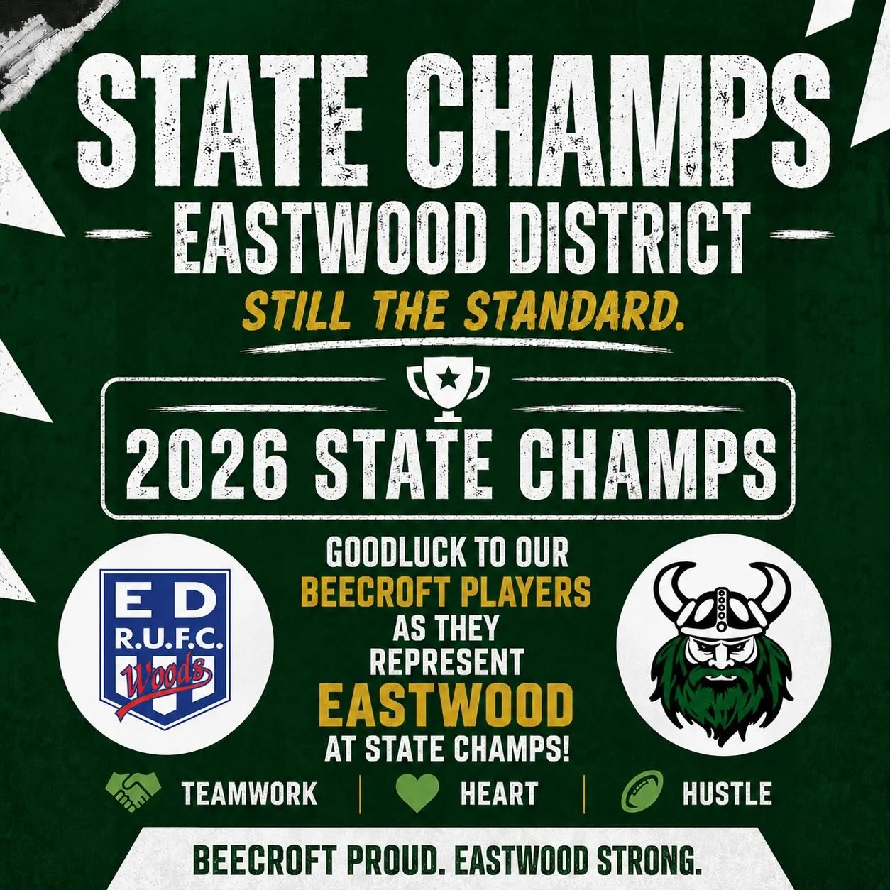 🏉 GOOD LUCK AT STATE CHAMPS! 🏉

Wishing all of our Beecroft Barbarians and Eastwood Village players the very best as they represent Eastwood District at the 2026 State Champs this weekend.

We are incredibly proud of your achievement and can&rsquo;