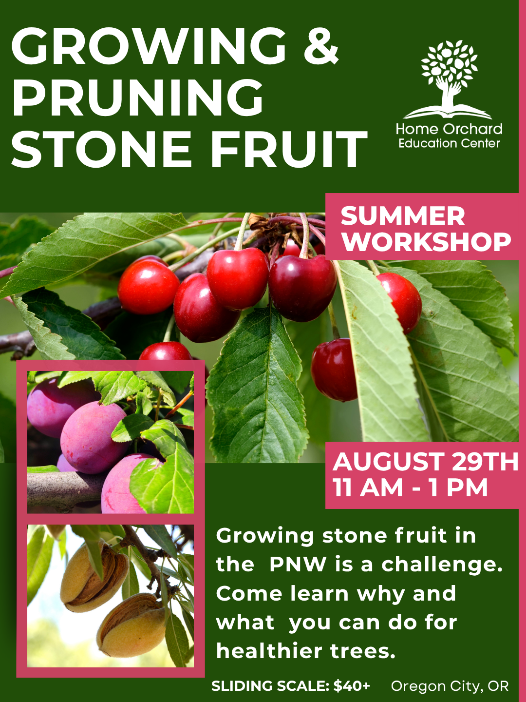 Summer Workshop Series: Growing & Pruning Stone Fruits: Saturday August 29th, 2026 11am-1pm