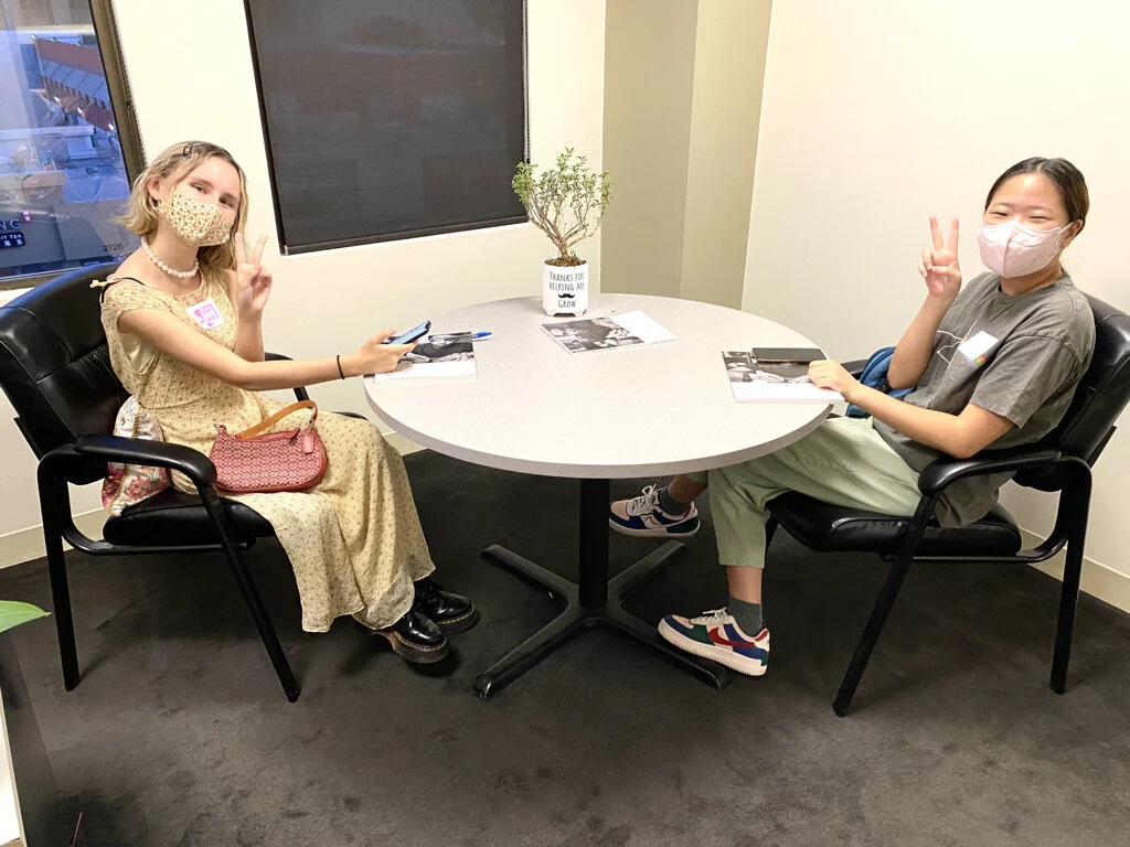 Summer/Fall 2021 KSP Participants Mia Giambalvo and Eunice Shin conducting their peer interviews.
