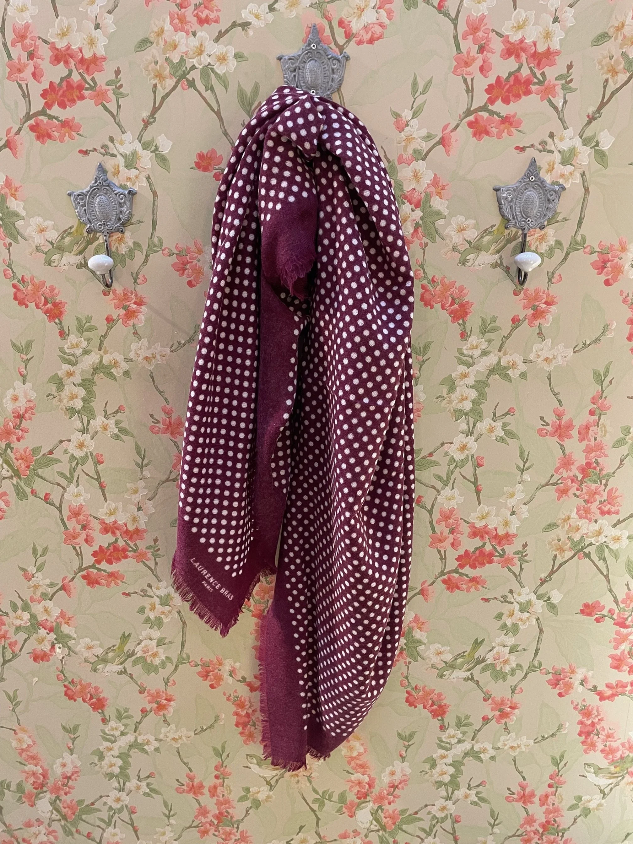 Nouveau ! LAURENCE BRAS Foulard Louise Burgundy