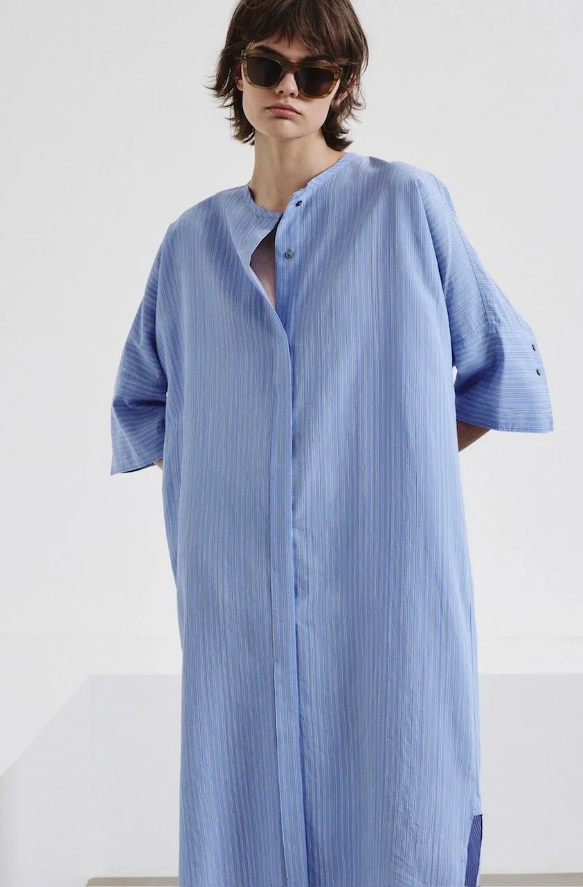 Nouveau ! POMANDÈRE Robe Rayée 3314 Light Blue PRÉCOMMANDE !