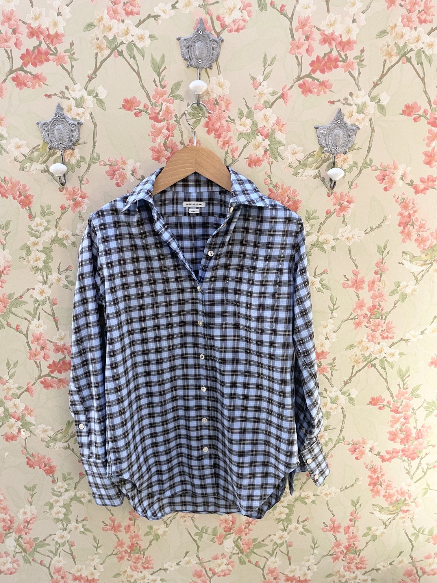 Nouveau ! LAURENCE BRAS Chemise Babille Blue Checks