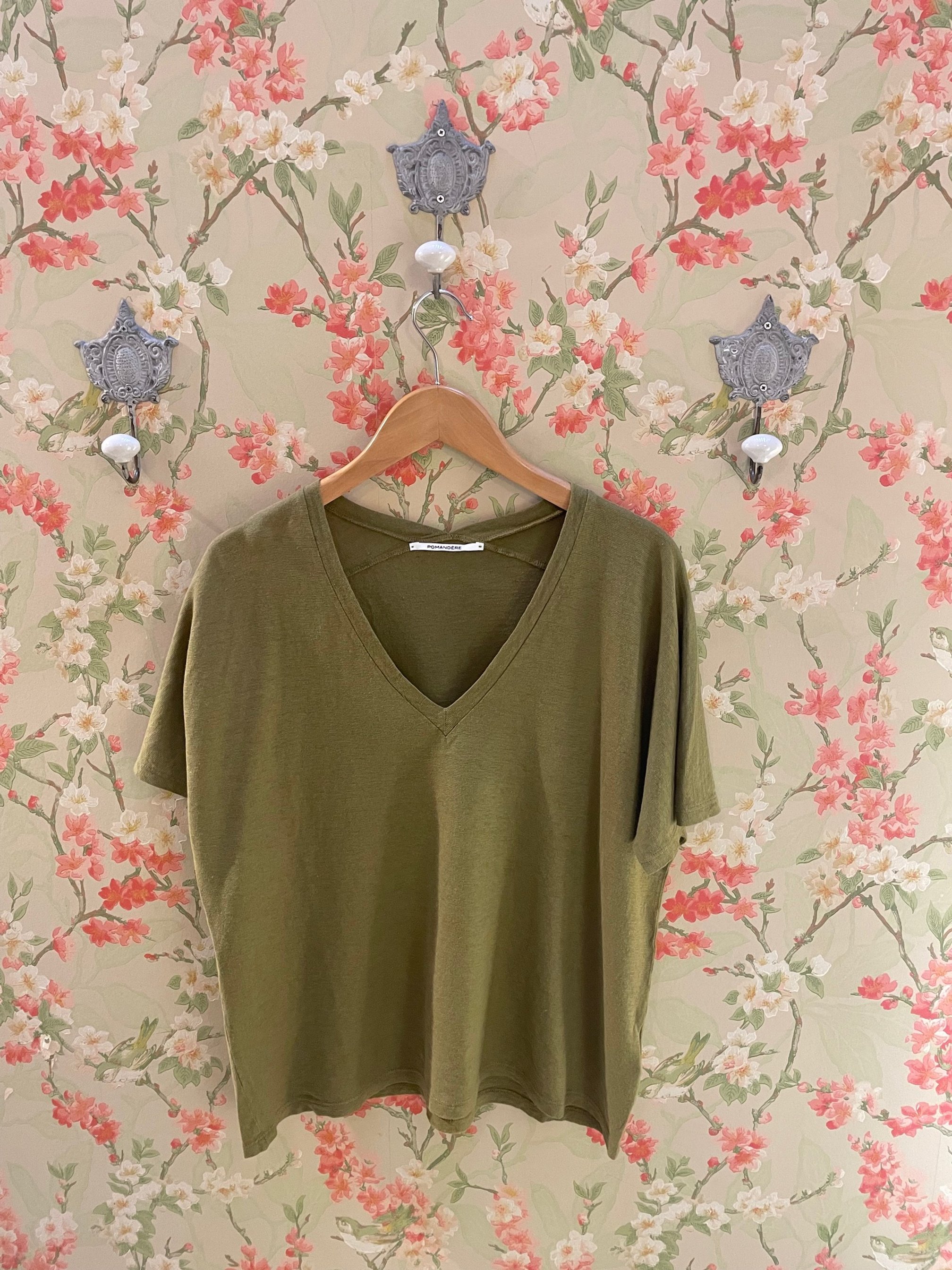 Nouveau ! POMANDÈRE T-Shirt Lin Coton D196 Kahki