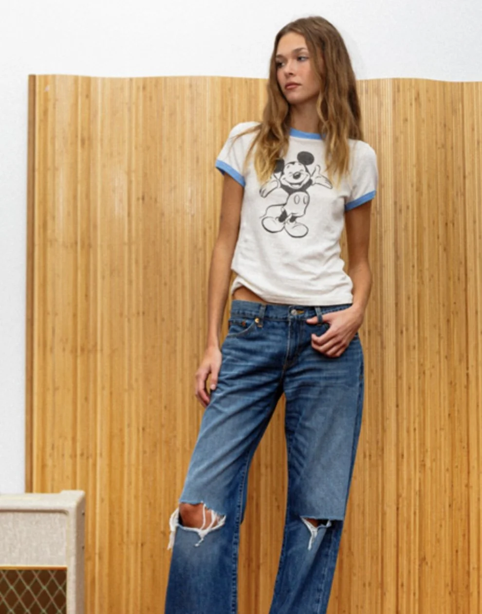 Nouveau ! RE/DONE T-shirt Slim Ringer The Mickey Mouse Club Vintage White COMING SOON...