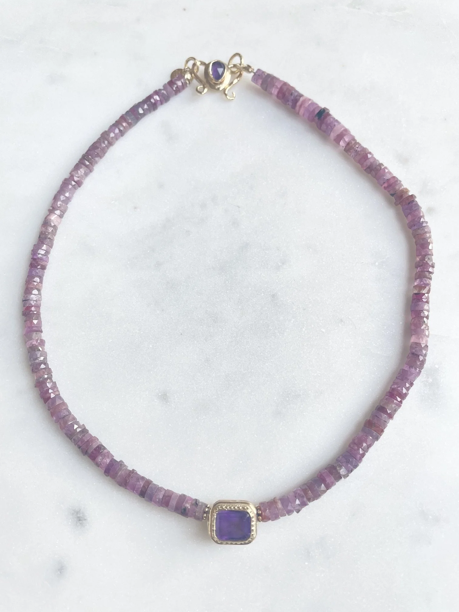 Nouveau ! ROOM SERVICE JEWELRY Collier Barocca Rubis Rose