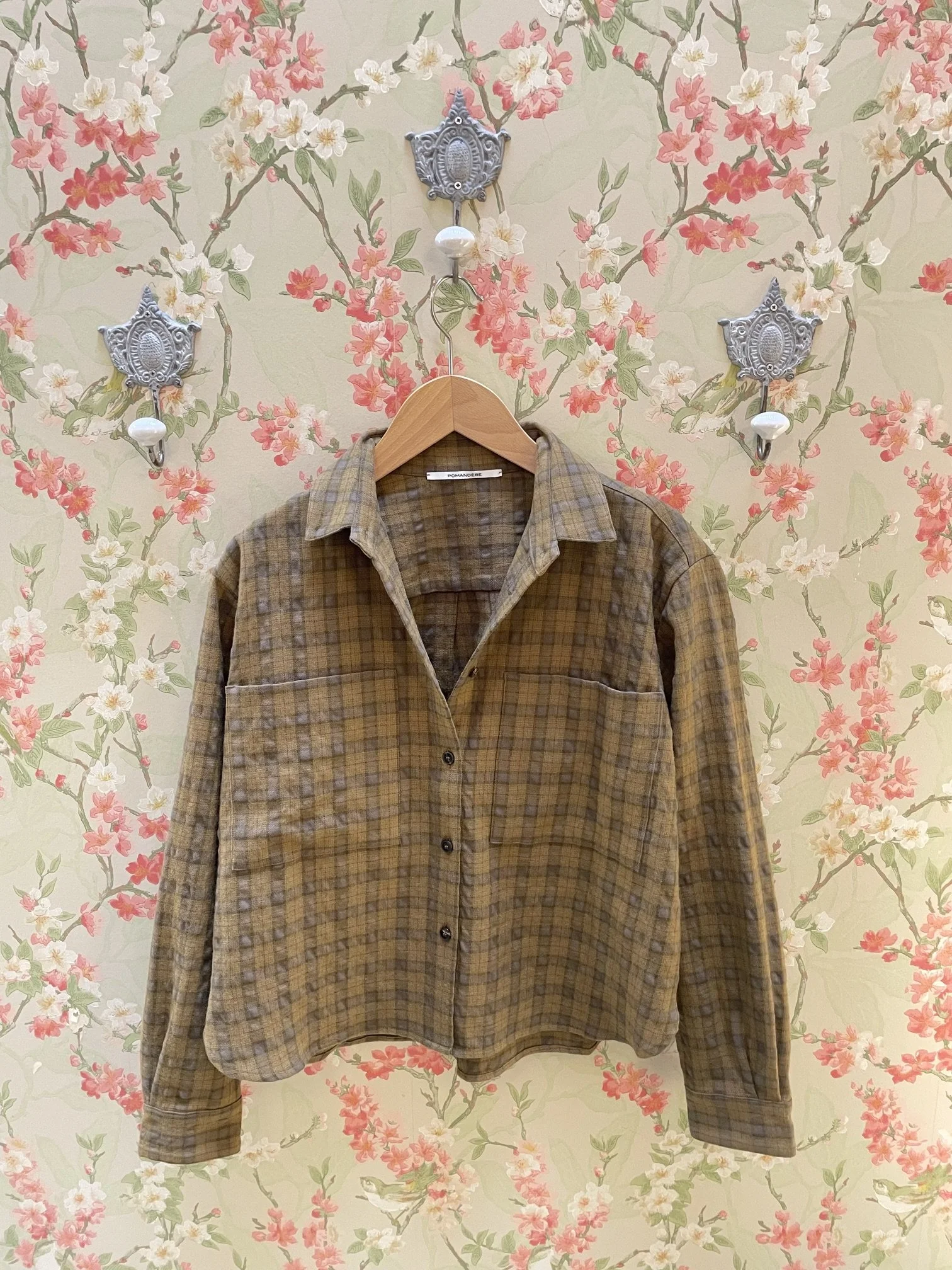 Nouveau ! POMANDÈRE Chemise À Carreaux 9279 Moutarde