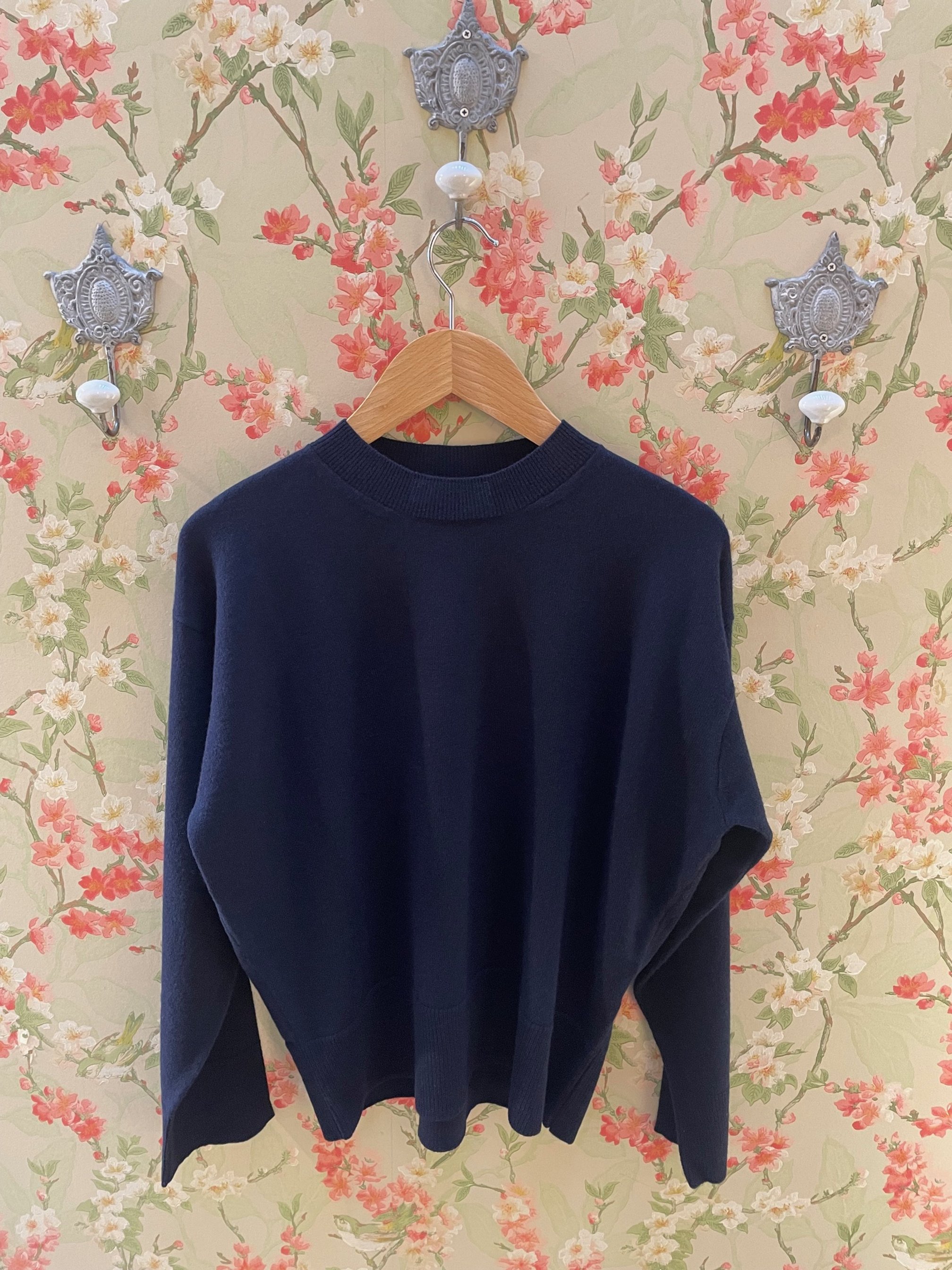 Nouveau ! POMANDÈRE Pull en Laine Bleu Marine