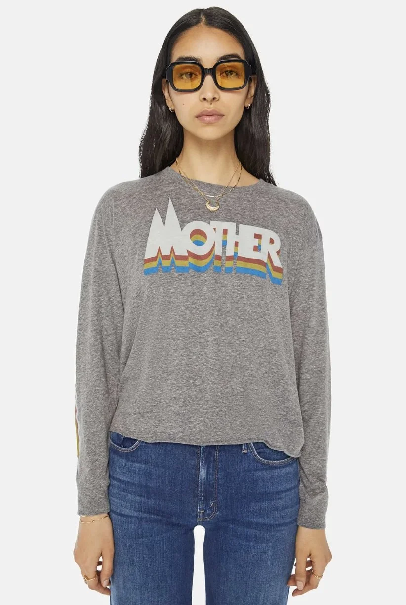 Nouveau ! MOTHER T-shirt The L/S Slouchy Cut Off Mother Prism