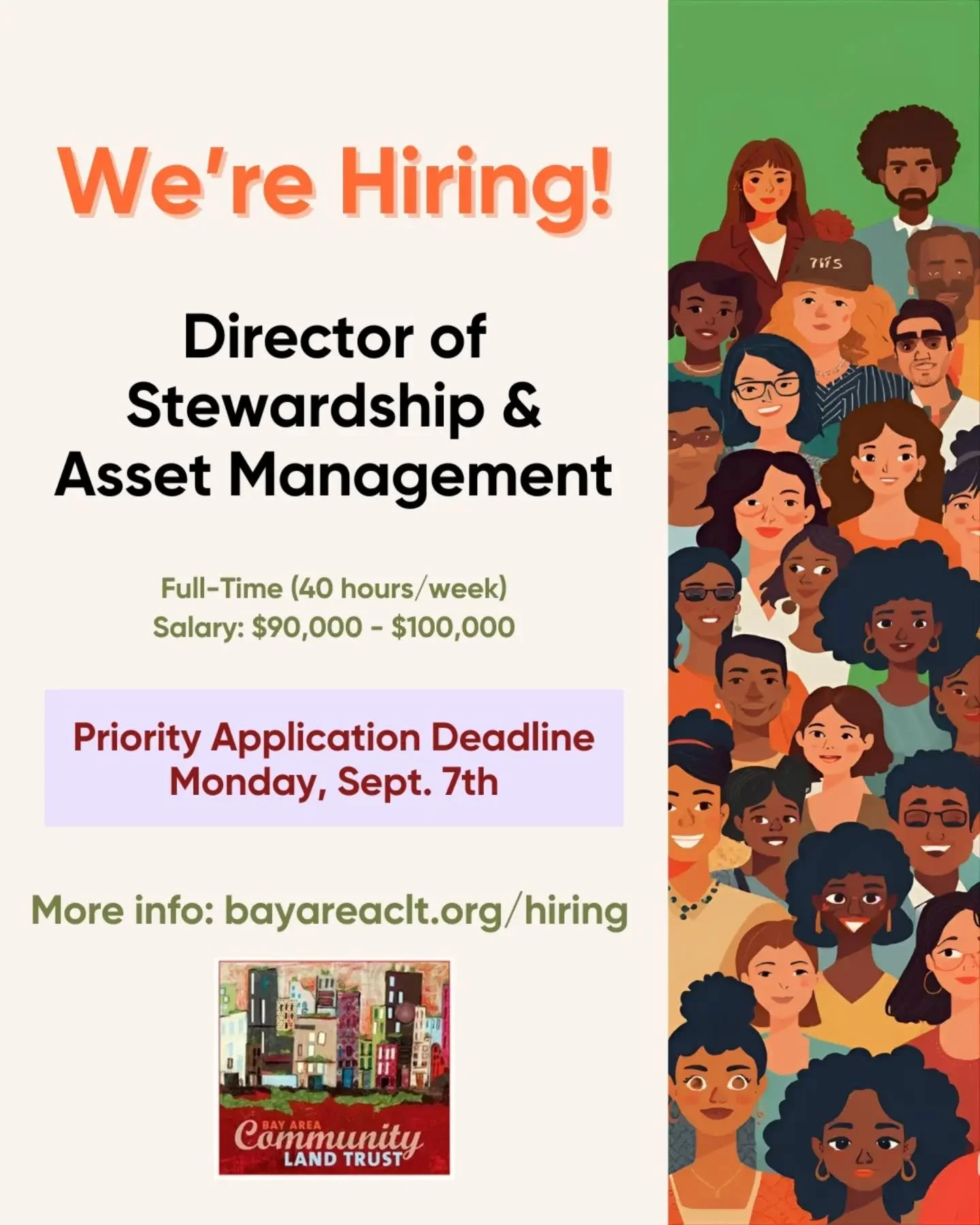 🪴 We're Hiring! Looking for a Director of Stewardship &amp; Asset Management to join our team in powering community-centered housing.

✨ Full time (40 hours/week) &amp; Salaried ($90k-$100k)
💥 Priority Application Deadline: Monday, Sept 7th

Full i