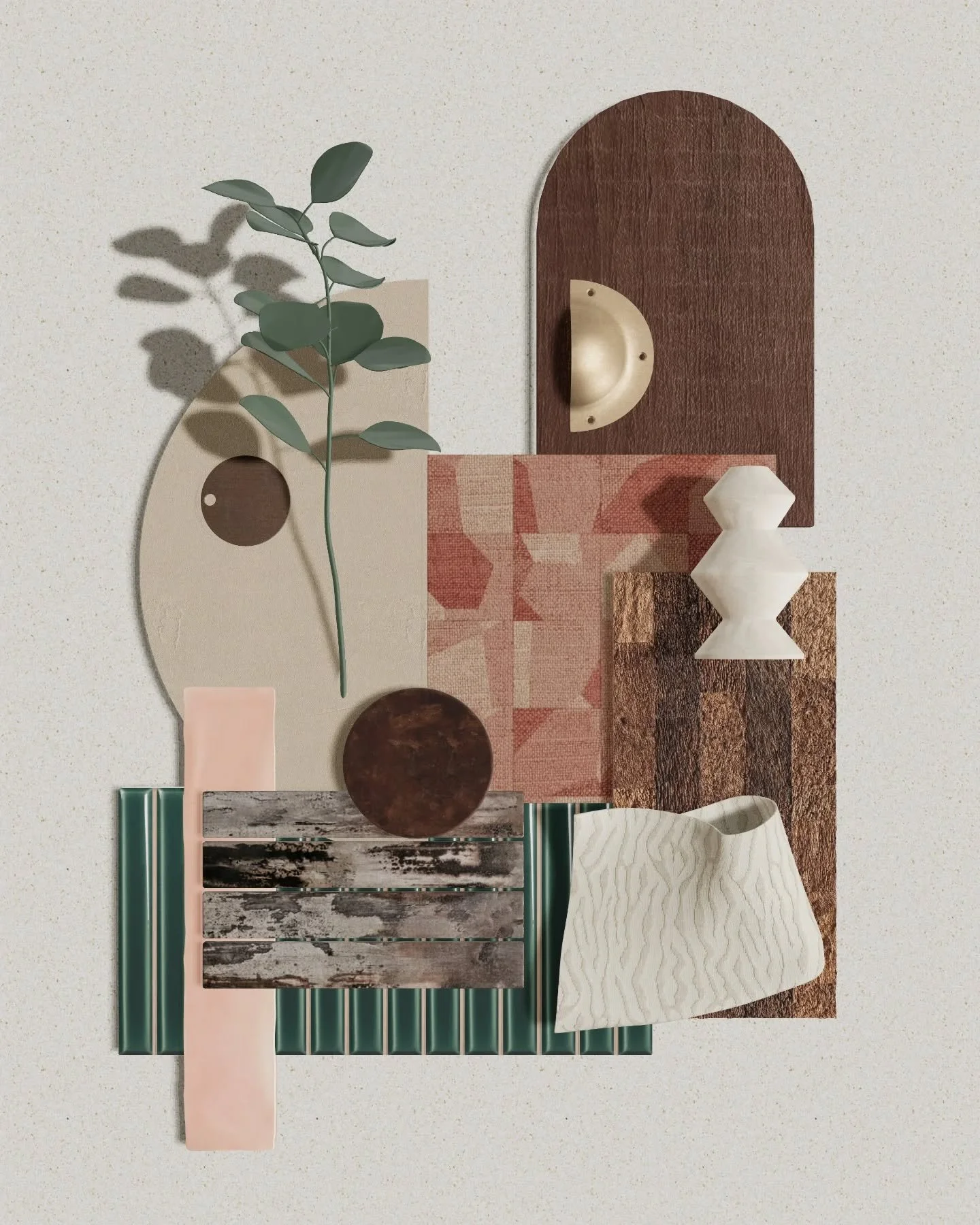 I really enjoy making mood boards for materials. Fun fact, over a decade ago I studied Interior design one year in Sydney. And I remember my stone samples where too heavy for my presentation board and fell of mid presentation 😆 
You can never have e