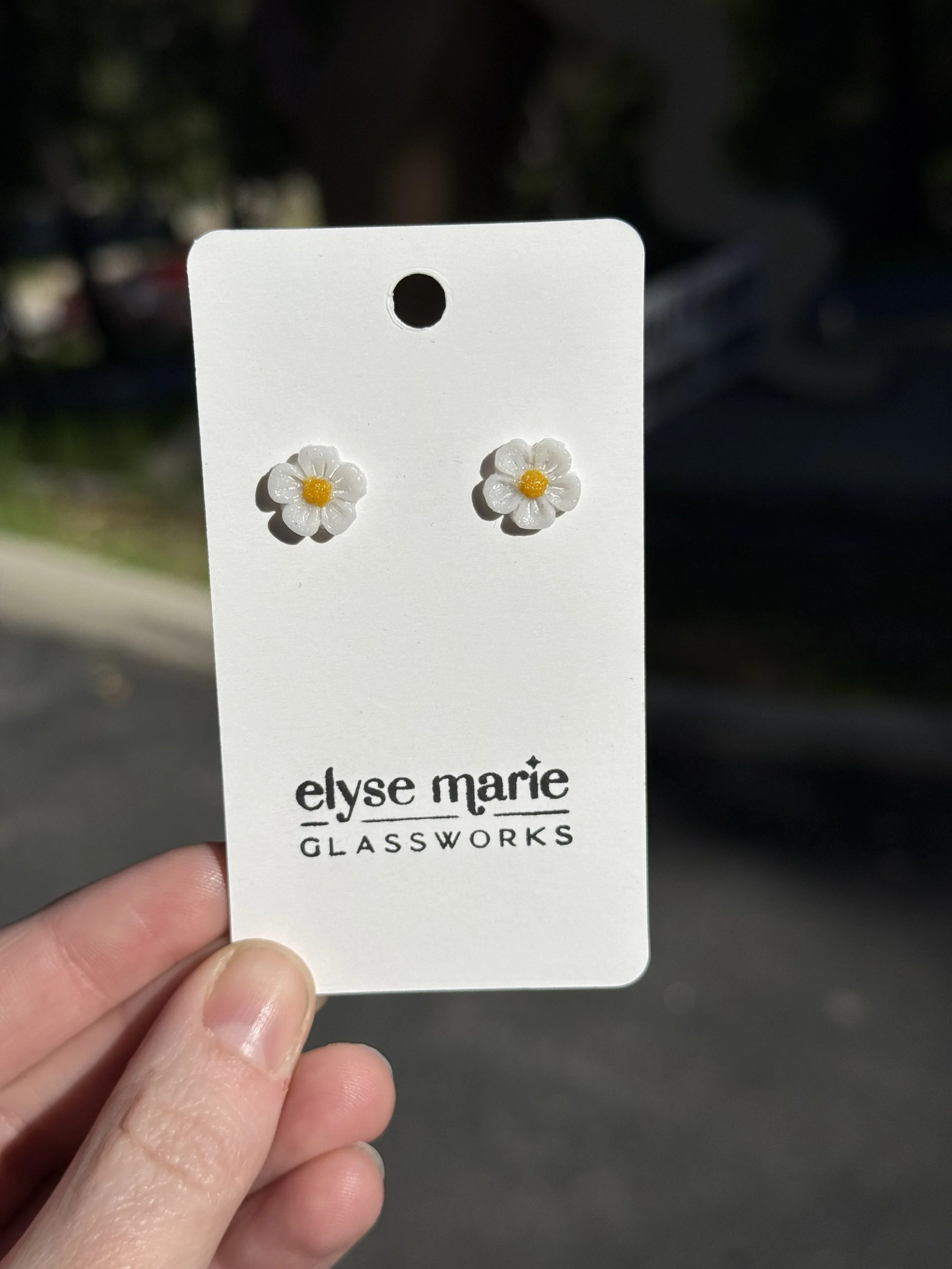 Dainty Glass Flower Studs