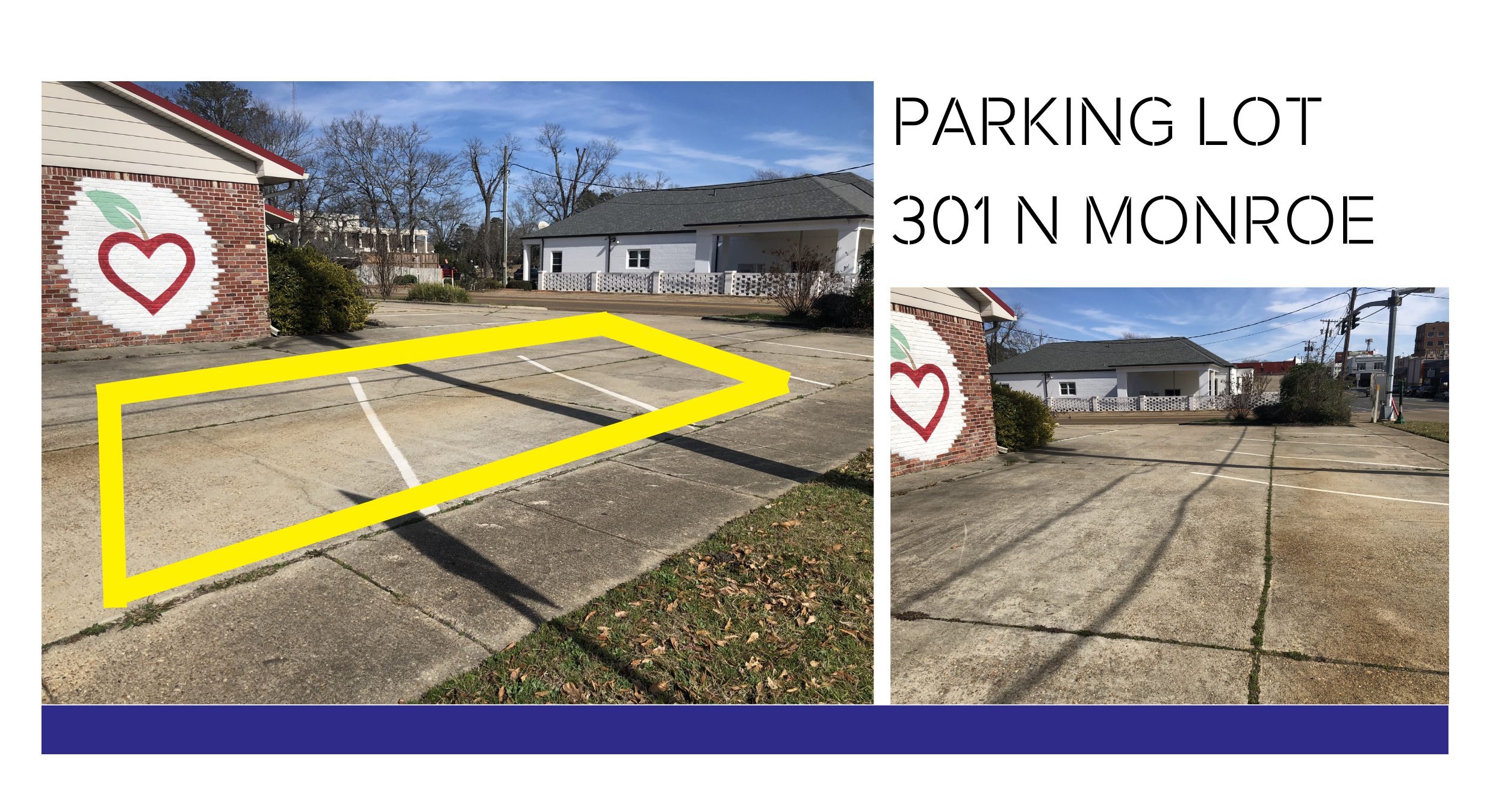 Idea: Make use of the parking lot space for a pop-up garden, performance space, outdoor studio, or chalk art.