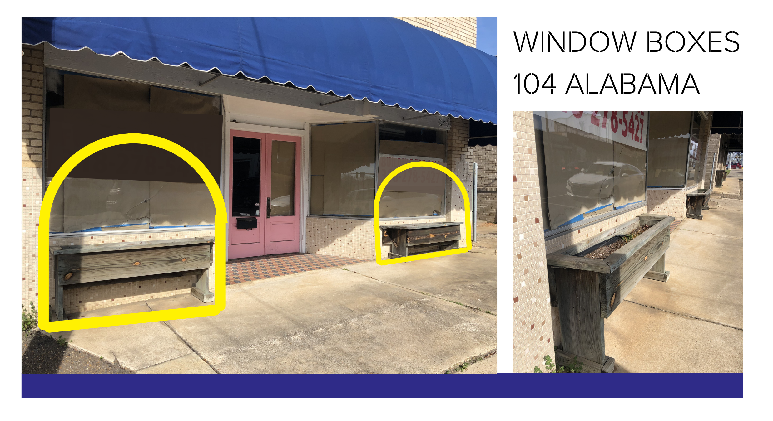 Required: Use the window boxes to install sculptural or 3D works that secure into planter’s dirt.