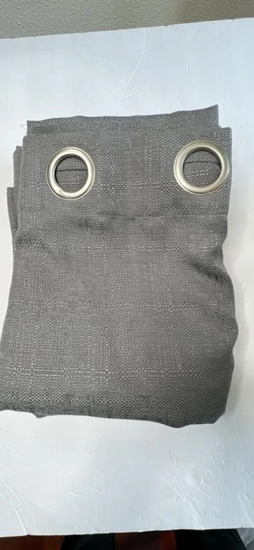 Set of 2 - Grey Panel Pole Ring Curtains 84" Long