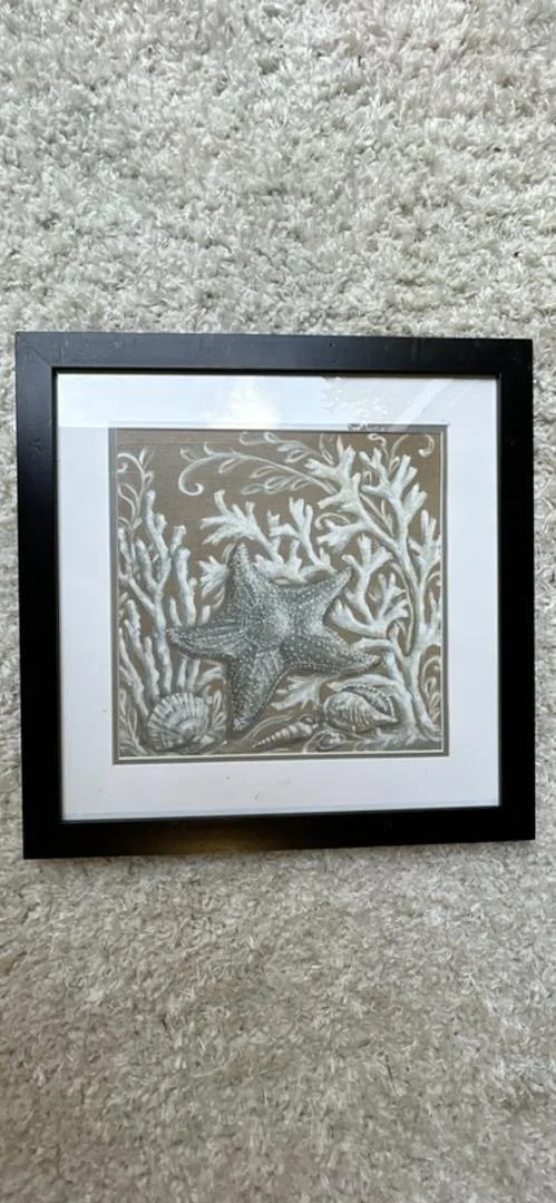 Beige Black Starfish Bath Art