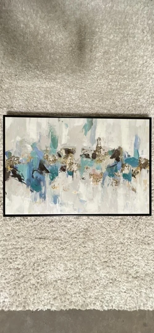 Turquoise Gold Canvas in Black Frame