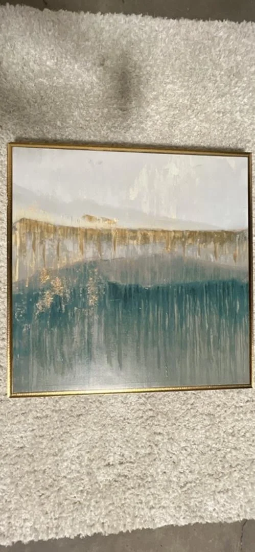 Thick Gold Frame Turquoise Gold Canvas