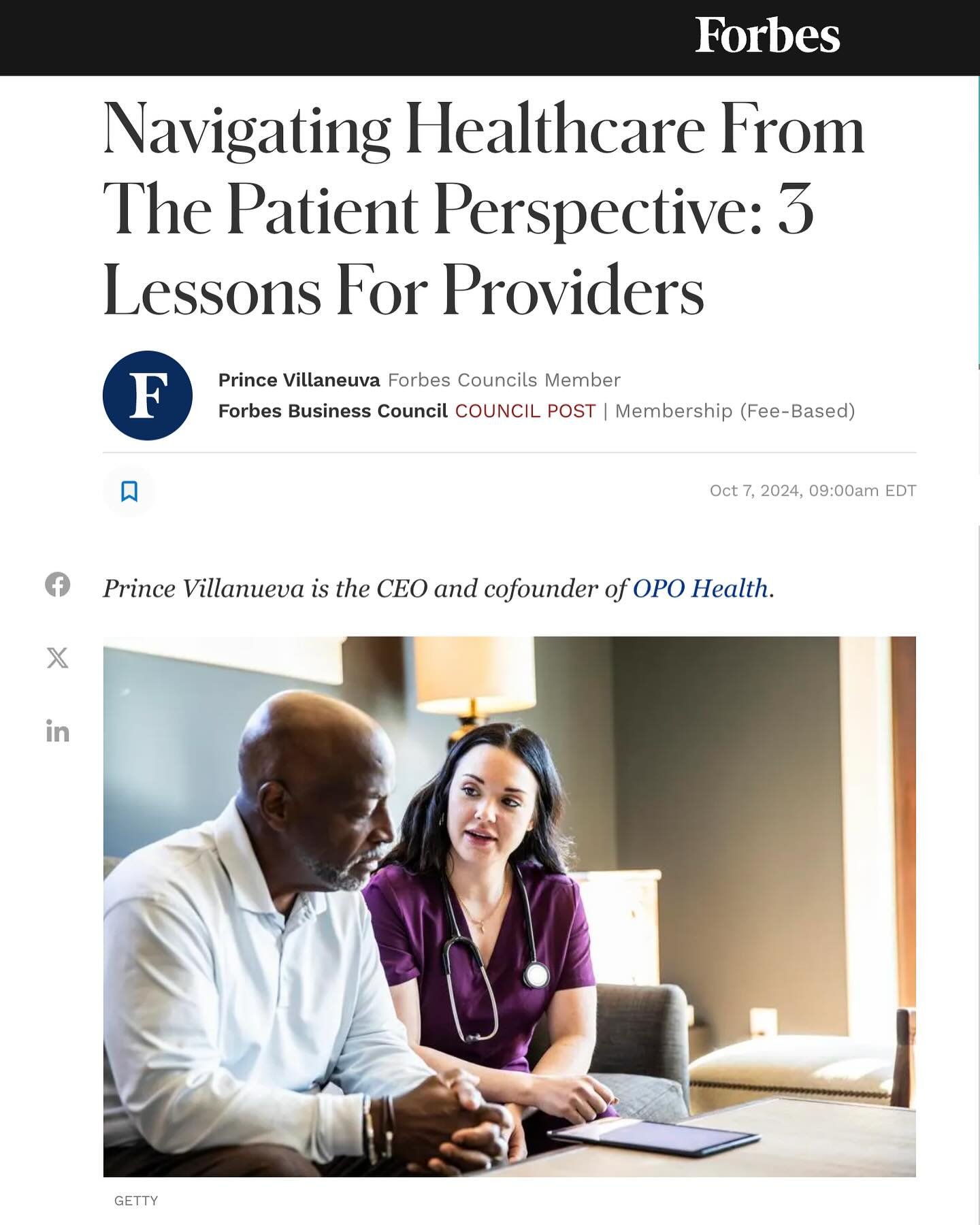 Prince (CEO) shares his personal health journey and three key lessons for healthcare providers in his latest Forbes feature. #Forbes #ForbesArticle 

https://www.forbes.com/councils/forbesbusinesscouncil/2024/10/07/navigating-healthcare-from-the-pati