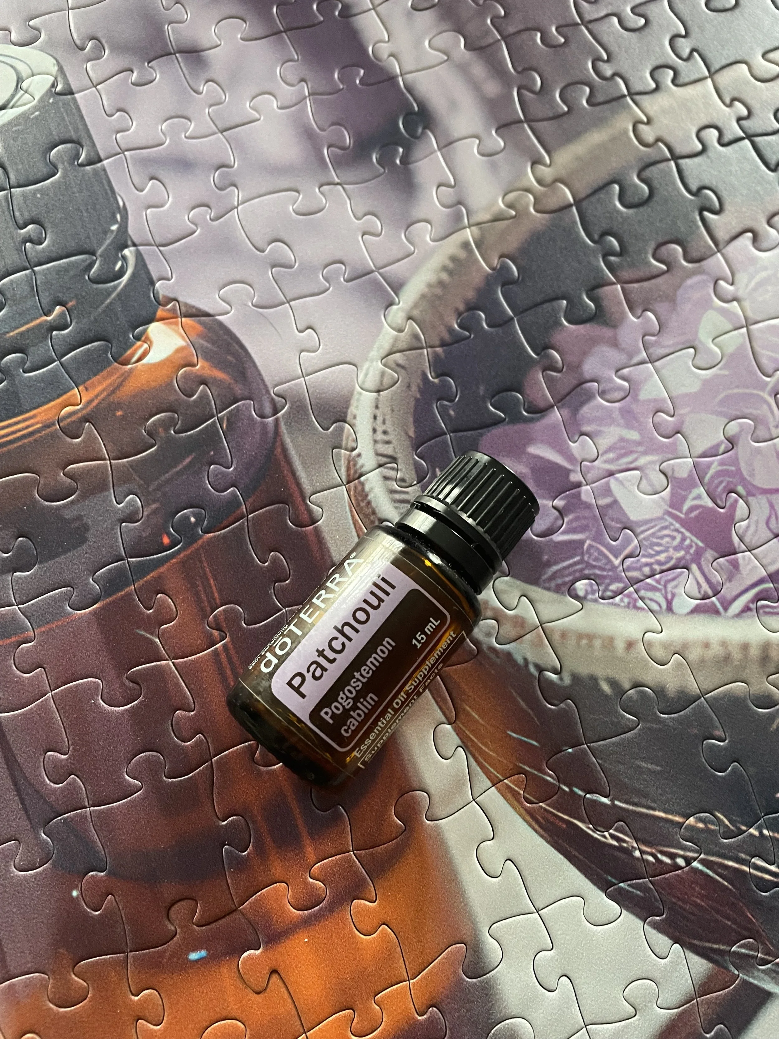 bottle of doTERRA patchouli essential oil