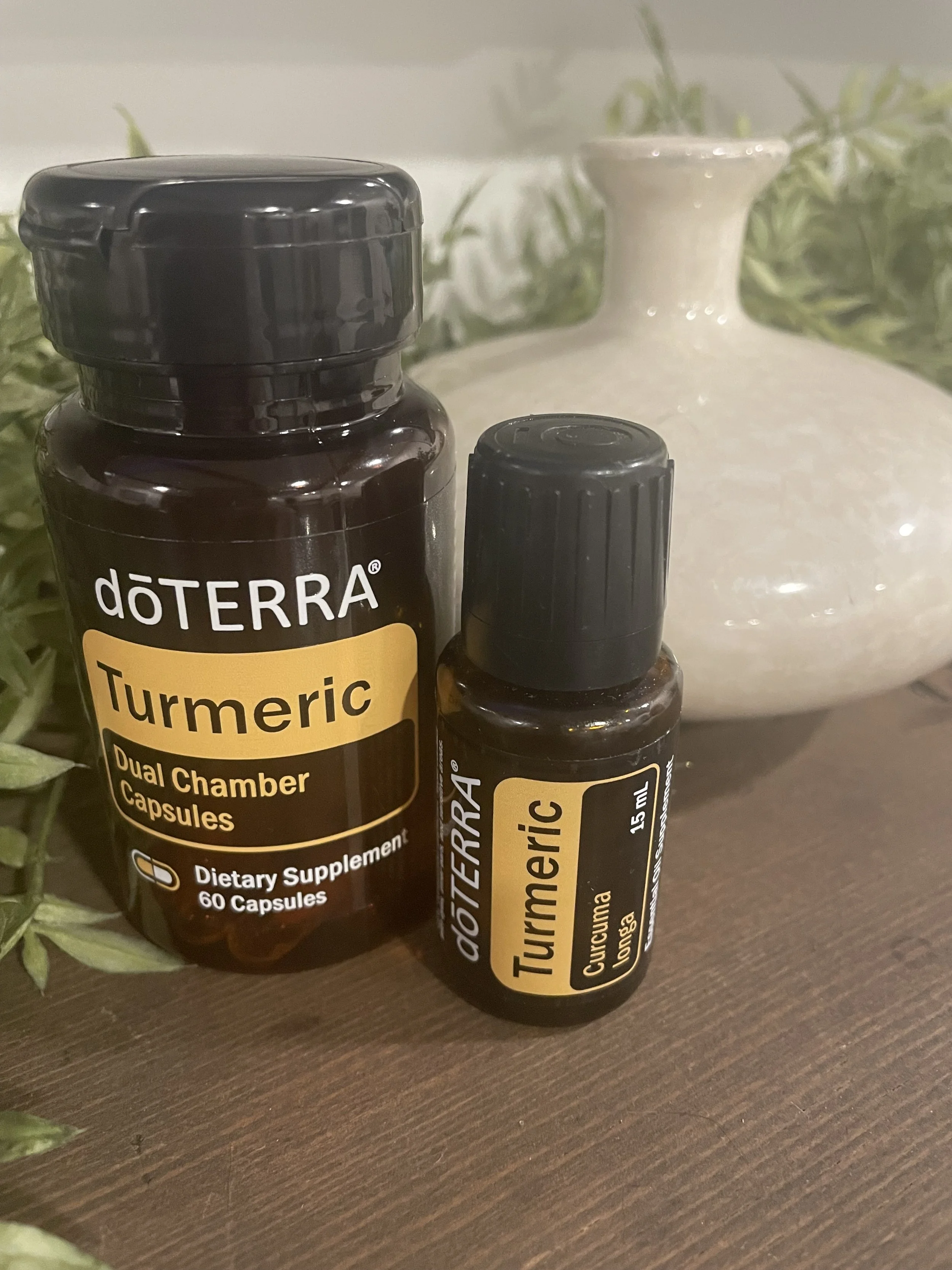 doTERRA turmeric dual chamber capsules and essential oil