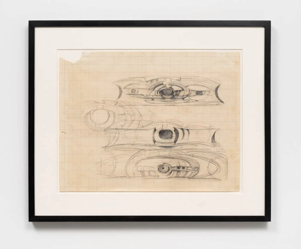 Lee Bontecou,  Untitled , 1964, Pencil on graph paper, 37 1/2 x 20 1/2 inches, 95.3 x 52.1 cm