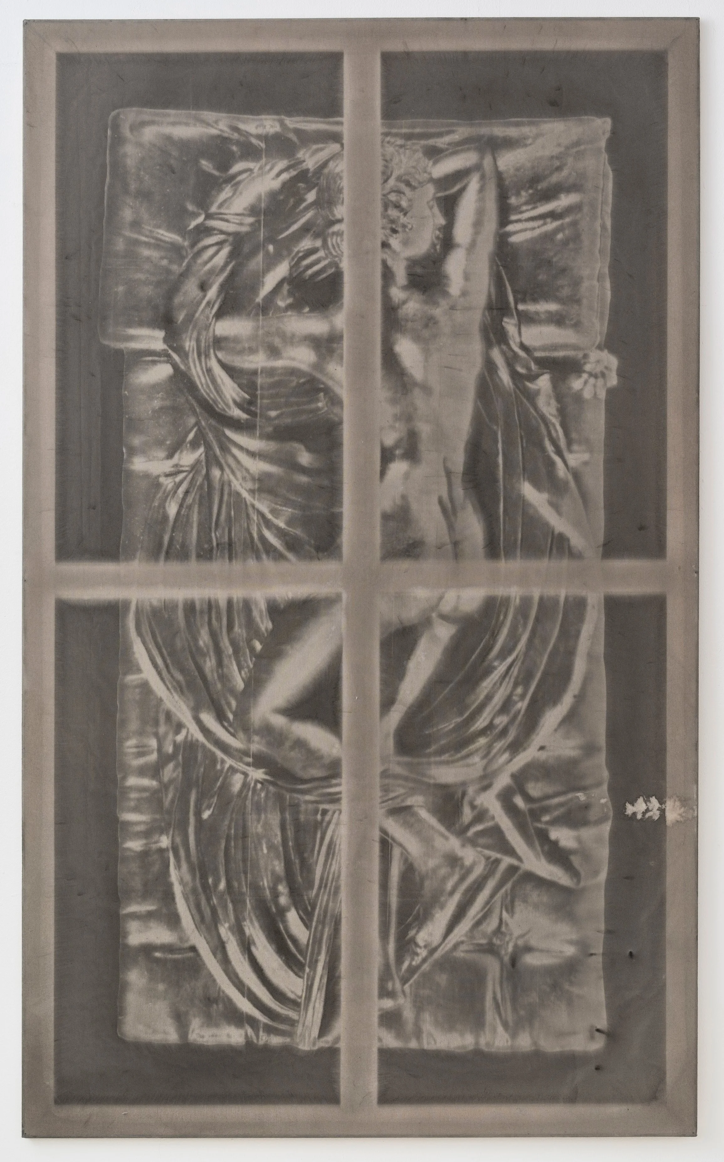  Ren Light Pan ,
 Sleeping Hermaphroditus, Bronze commissioned by Diego Velazquez for Philip IV of Spain , 2026,
ink, water, infrared light and muslin,
78 3/4 x 47 1/4 inches,
200 x 120 cm