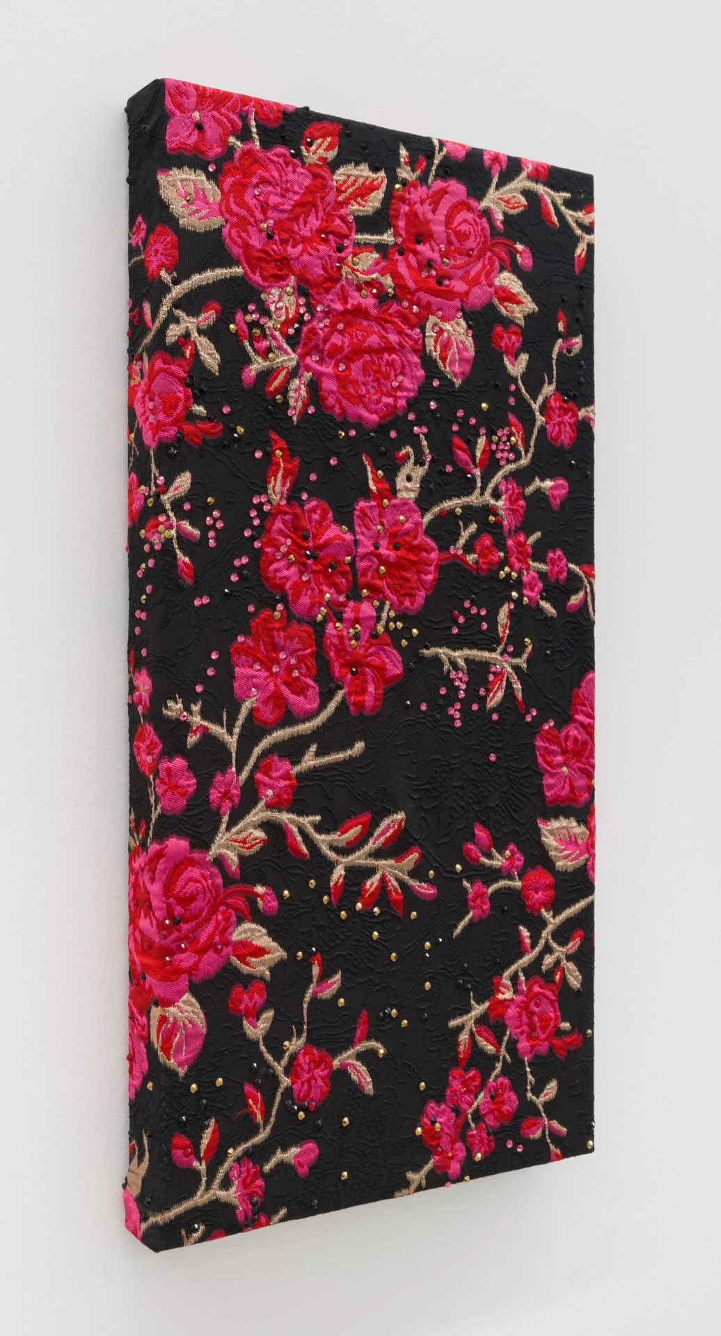 Akea Brionne,  Rose Bush #1,   2023, Fabric, thread, poly-fil, and rhinestones , 12 x 24 inches, 30.5 x 61 cm