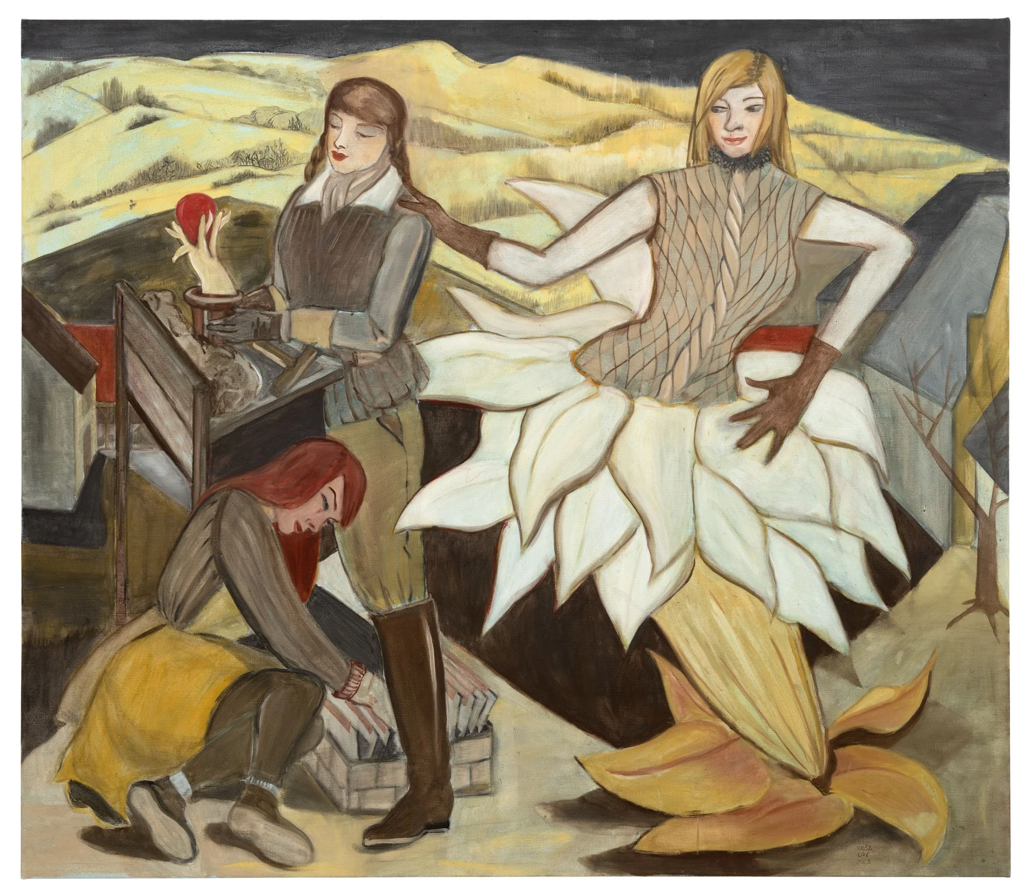 Rosa Loy   Vegetative (Vegetativ) , 2023  Casein on canvas  51 1/8 x 59 inches, 130 x 150 cm